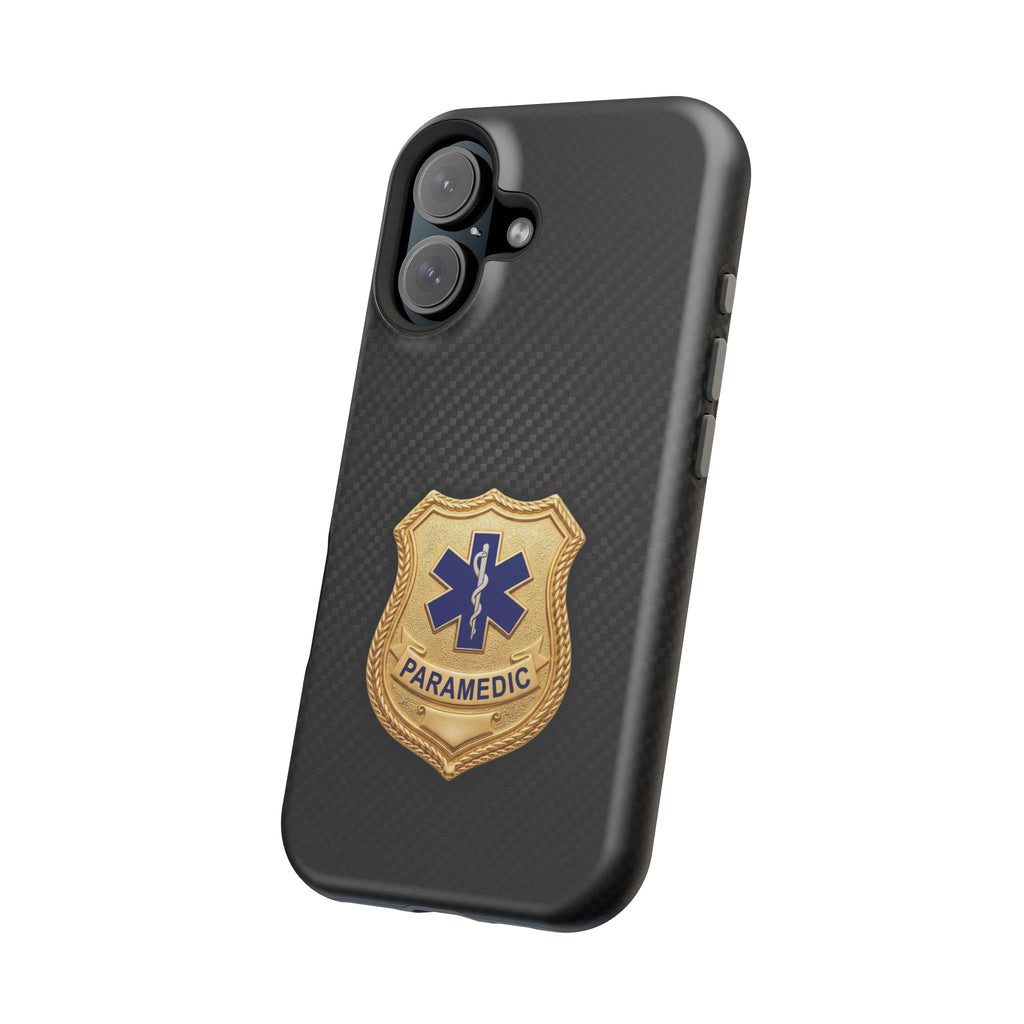 Gold Paramedic Badge Black Phone Case — Magnetic Wireless Charging Cover