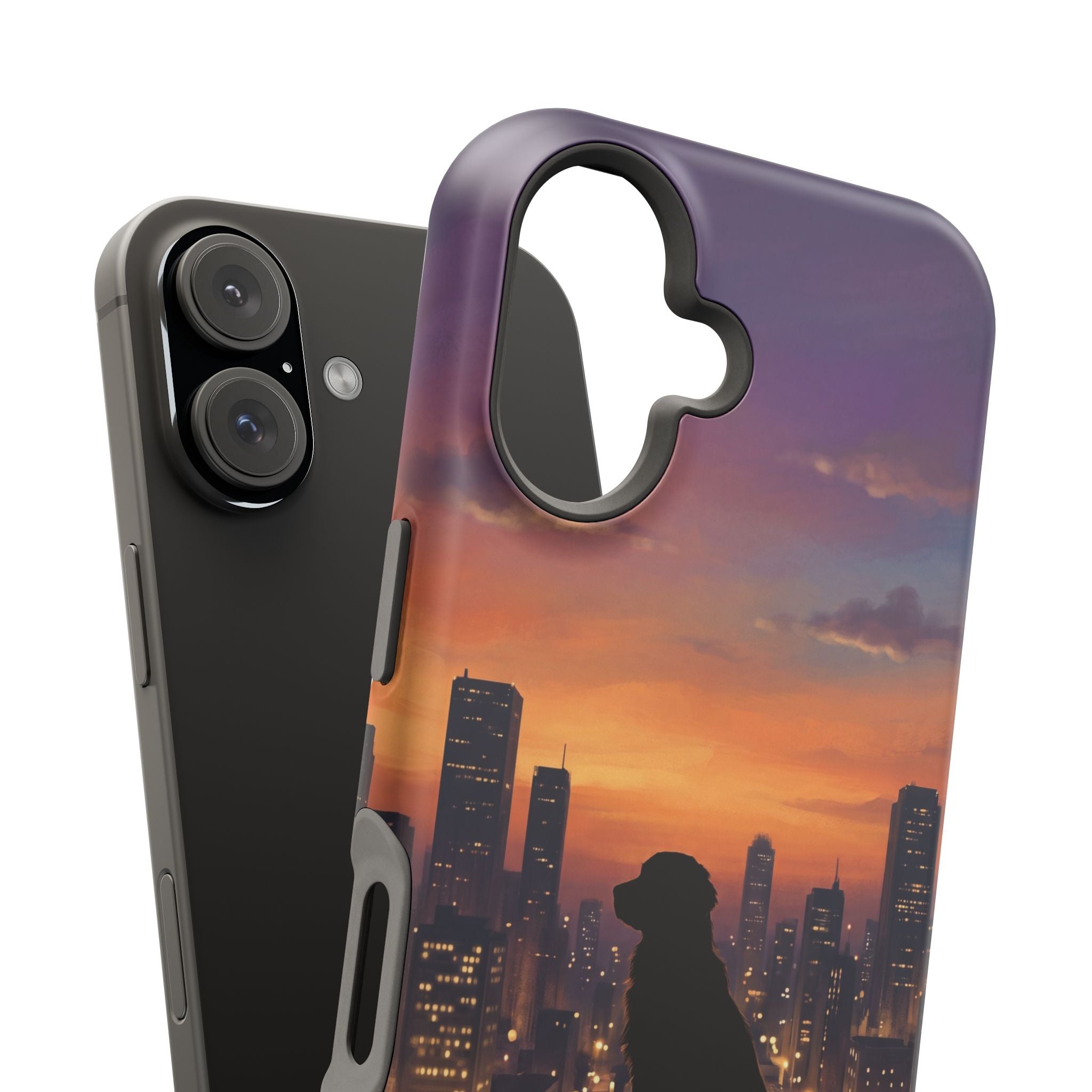 Personalized Golden Retriever City Skyline Phone Case — Wireless Charging Cover