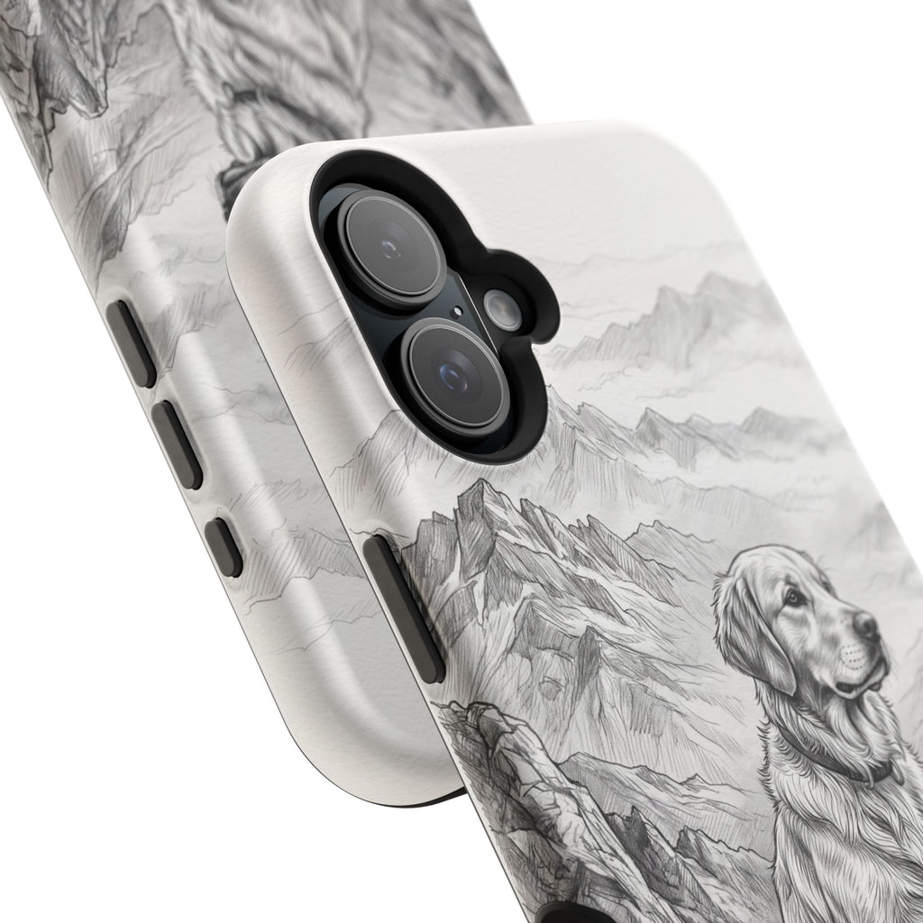 Personalized Golden Retriever Mountain Peak Phone Case — Wireless Charging Cover