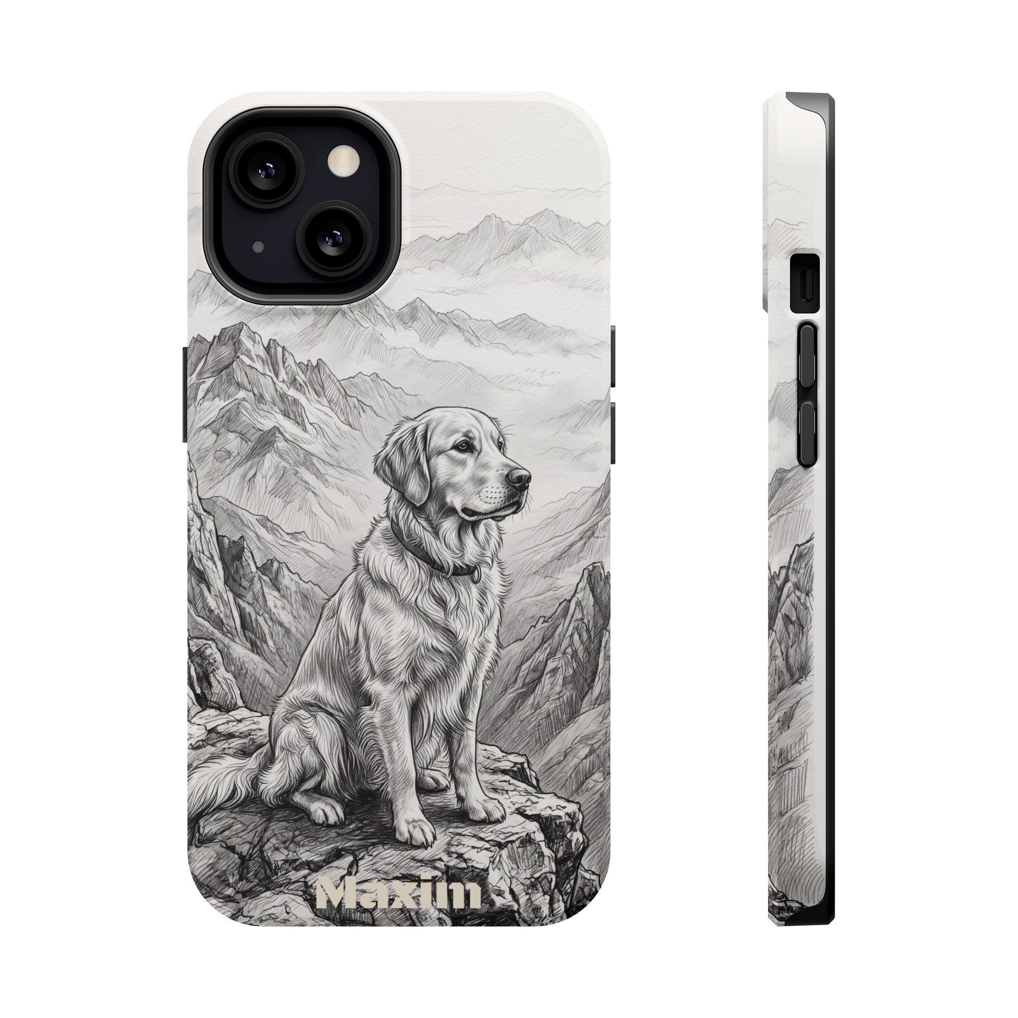 Personalized Golden Retriever Mountain Peak Phone Case — Wireless Charging Cover