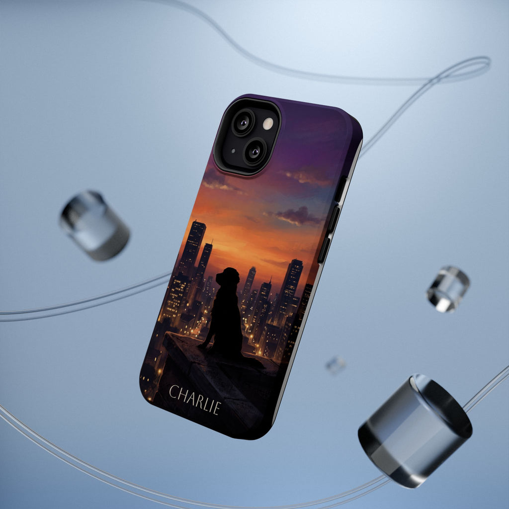 Personalized Golden Retriever City Skyline Phone Case — Wireless Charging Cover