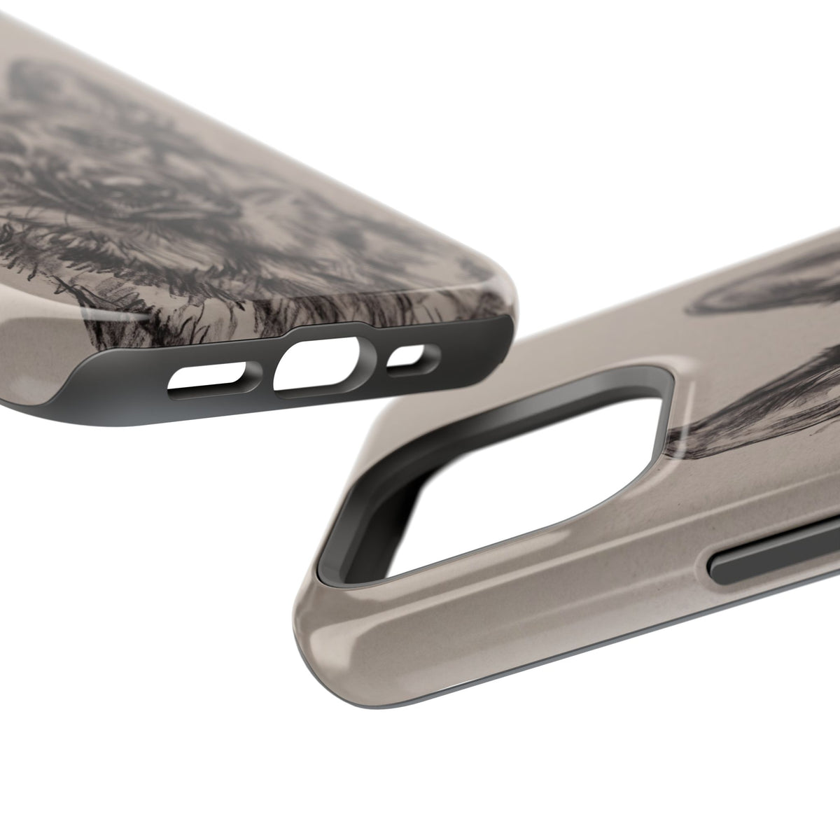 German Shepherd Phone Case | Charcoal Sketch Art — Tough Magnetic Case with Wireless Charging