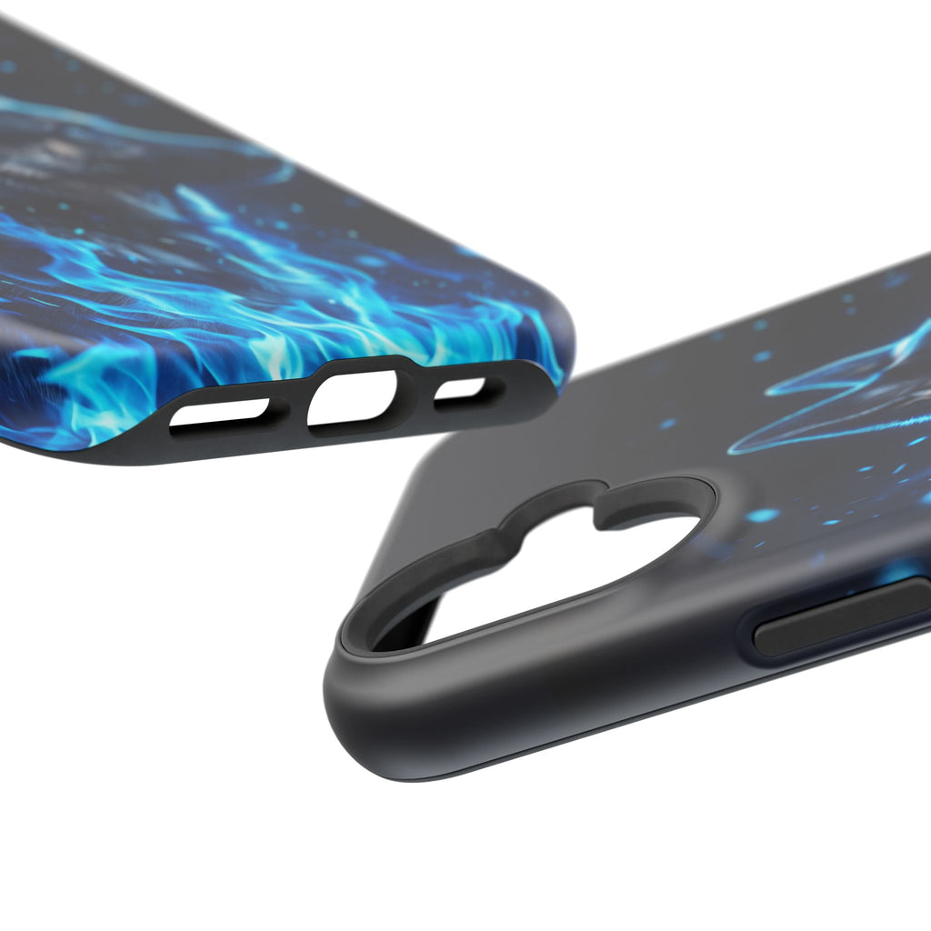 German Shepherd Phone Case | Blue Flame Art — Tough Magnetic Case with Wireless Charging