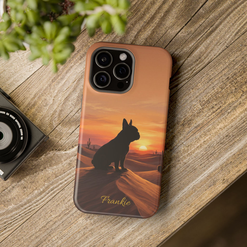 Personalized French Bulldog Desert Sunset Phone Case — Wireless Charging Cover