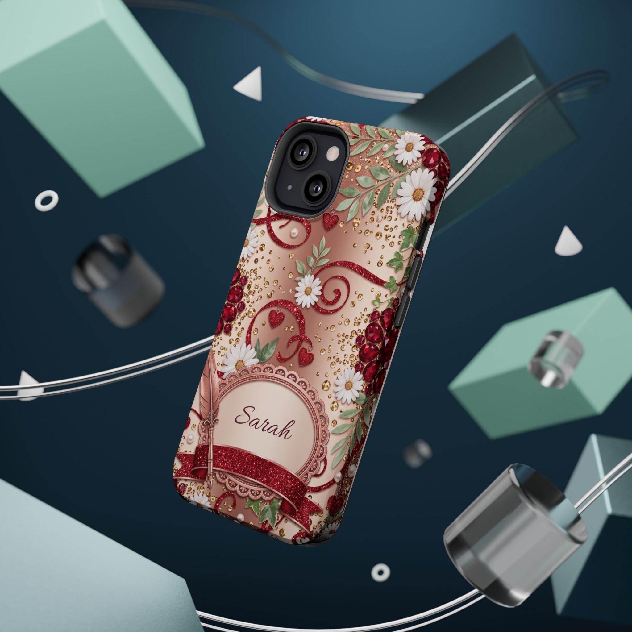 Personalized Vintage Floral Teacher Phone Case — Wireless Charging Cover