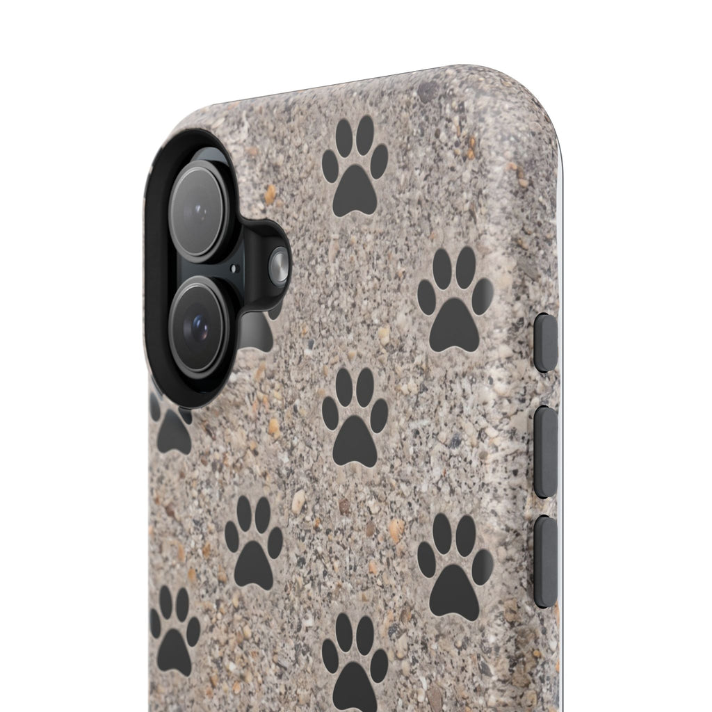 "A True Friend Leaves Paw Prints On Your Heart" Phone Case | Sentimental Stone-Texture Dog Paw Print Case | iPhone & Samsung