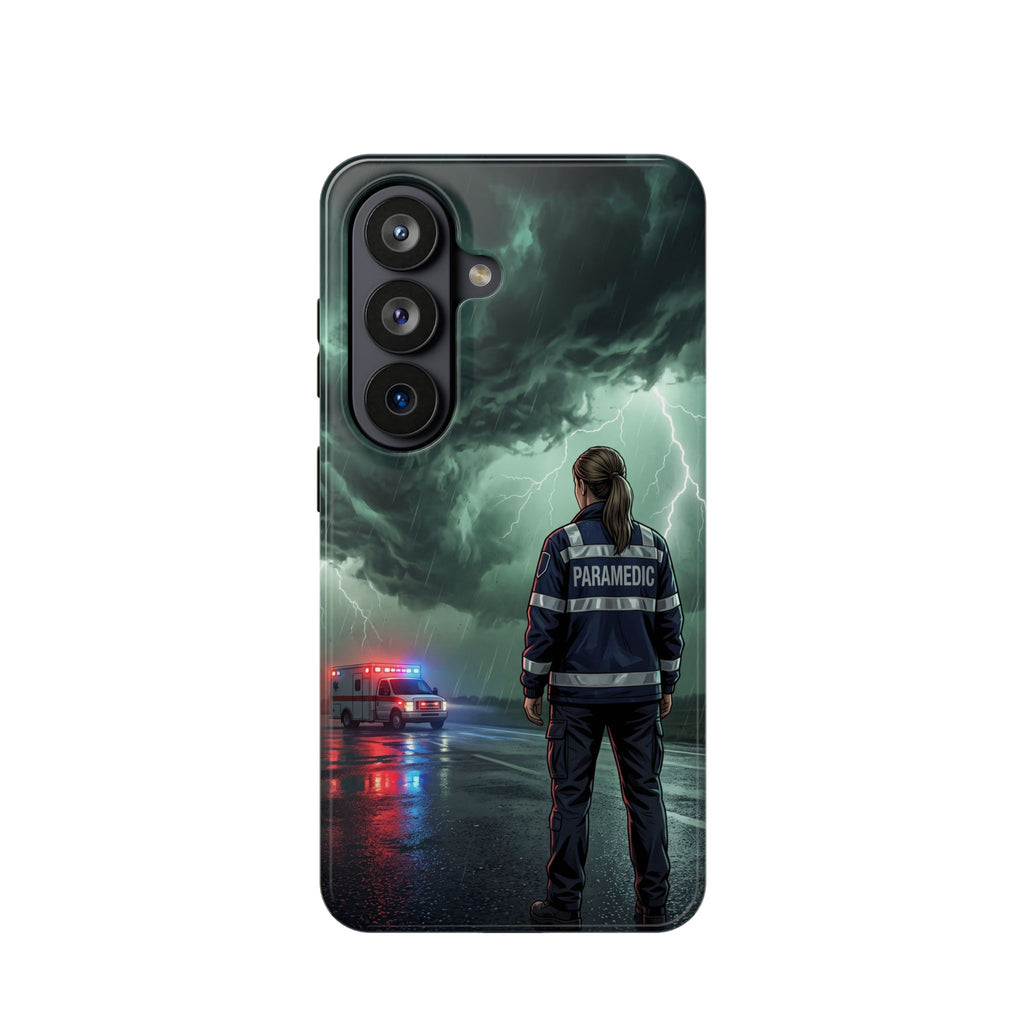 Female Paramedic Green Storm Phone Case — Magnetic Wireless Charging Cover