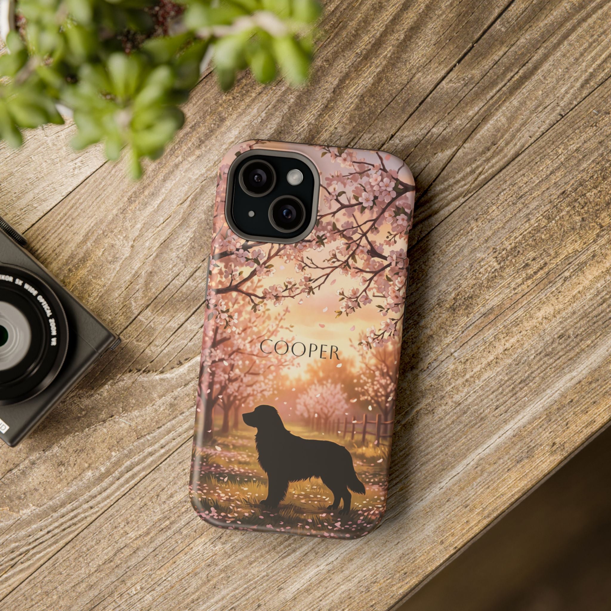 Personalized Golden Retriever Autumn Forest Phone Case — Wireless Charging Cover