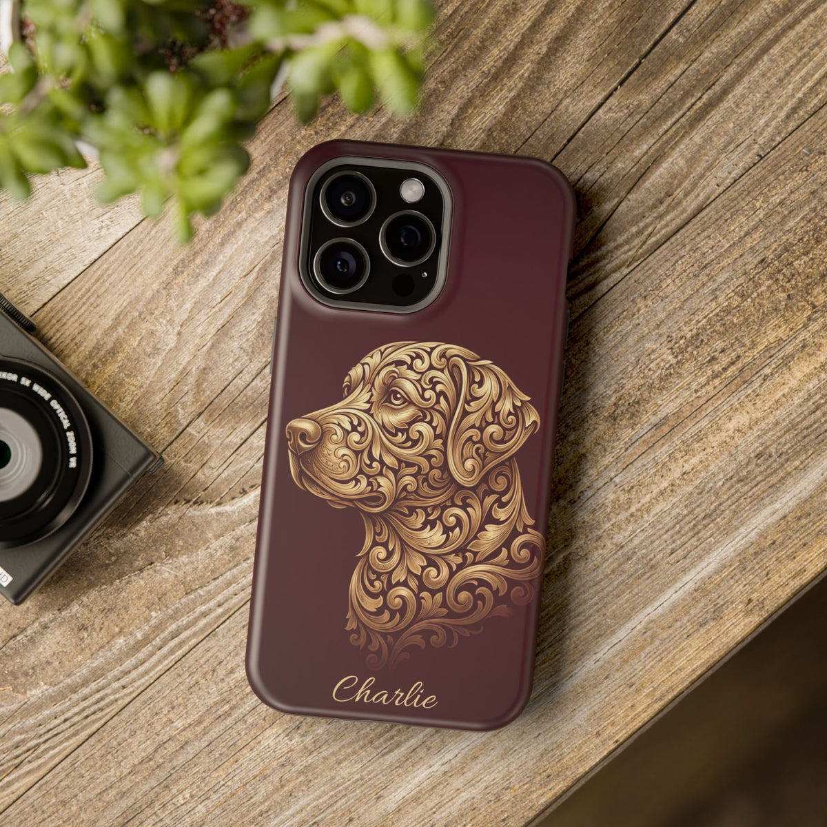 Personalized Gold Filigree Labrador Phone Case — Tough Magnetic Case with Wireless Charging