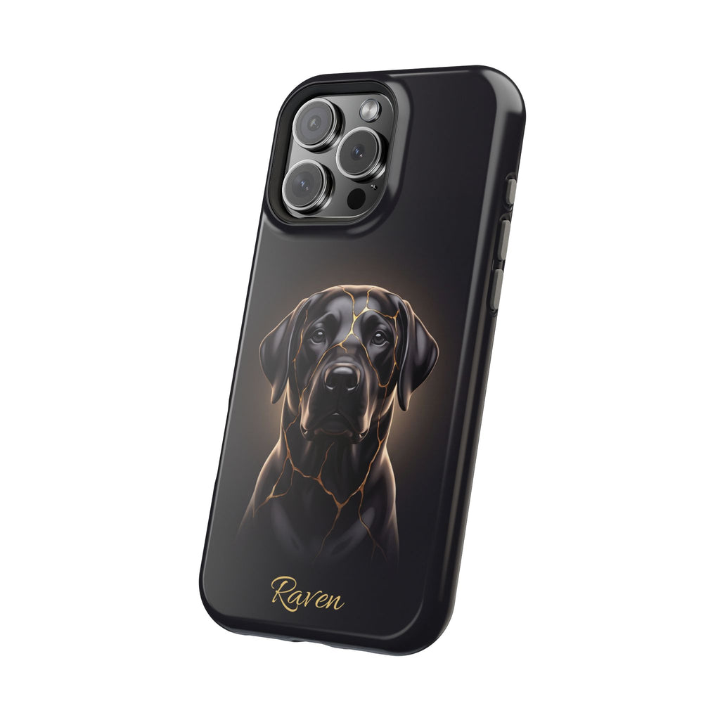 Personalized Obsidian Kintsugi Labrador Phone Case — Tough Magnetic Case with Wireless Charging