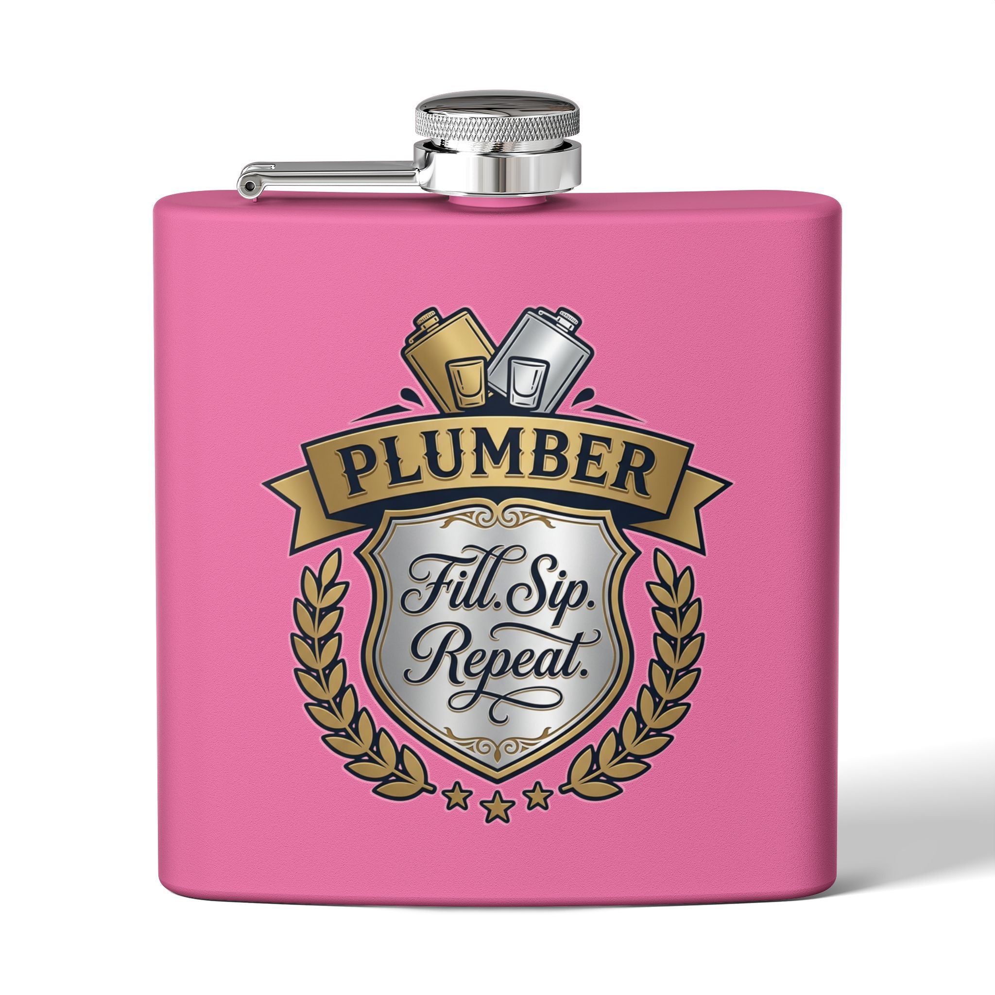Flask — "Fill. Sip. Repeat." 6oz Stainless Steel Hip Flask