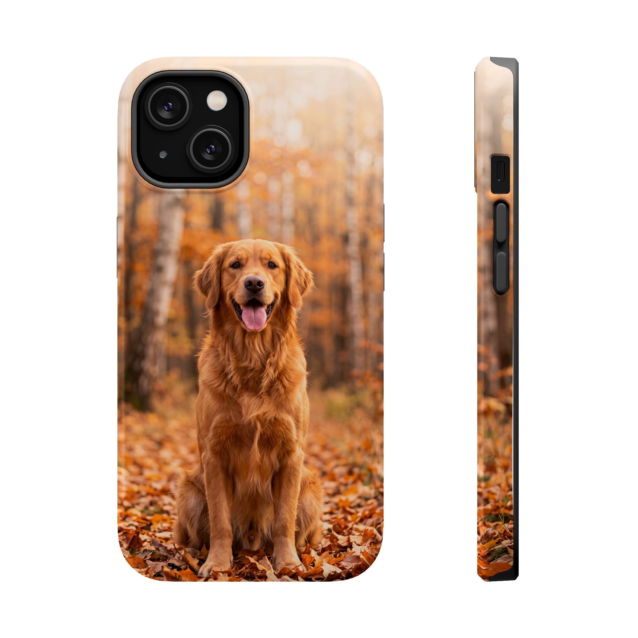 Autumn Golden Retriever Phone Case — Impact-Resistant Wireless Charging Cover