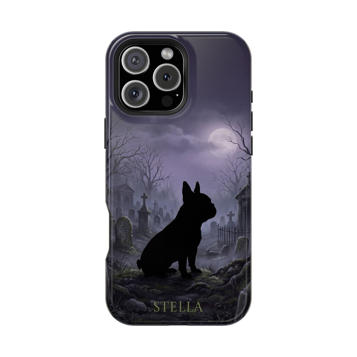 Personalized French Bulldog Moonlit Graveyard Phone Case — Wireless Charging Cover