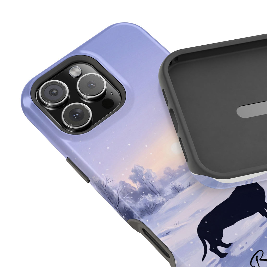 Personalized Dachshund Winter Snow Phone Case — Wireless Charging Cover