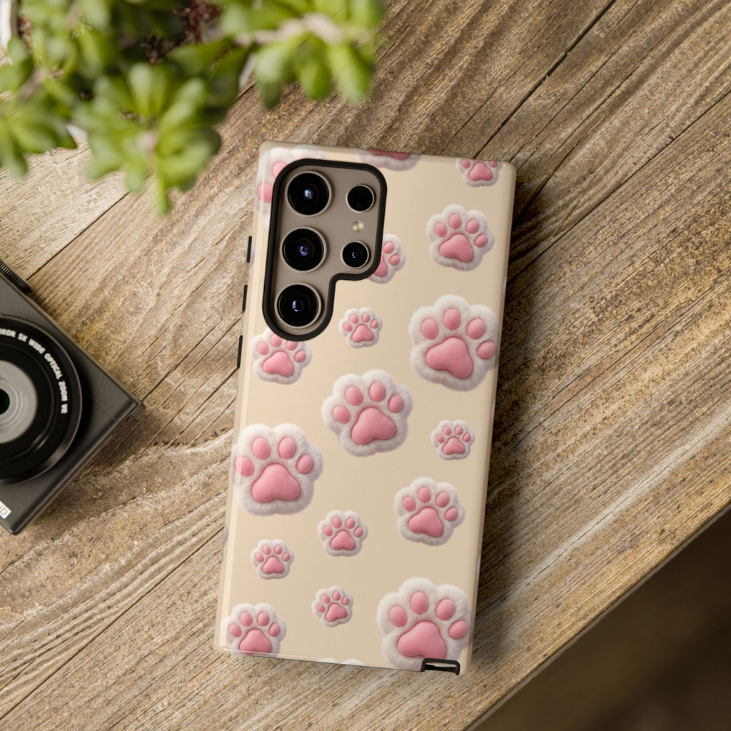 Golden Retriever Paw Print Phone Case | Cute Pink Paw Pattern for Dog Lovers | iPhone & Samsung