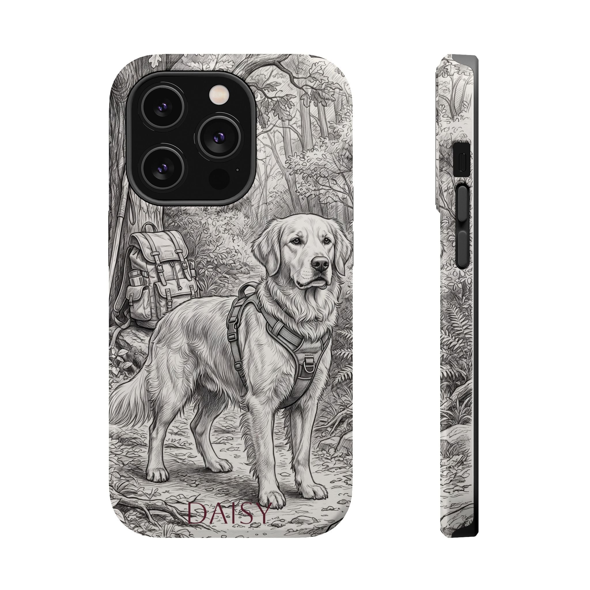 Personalized Golden Retriever Woodland Trail Phone Case — Wireless Charging Cover