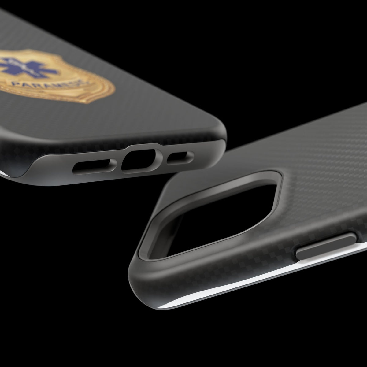 Gold Paramedic Badge Black Phone Case — Magnetic Wireless Charging Cover