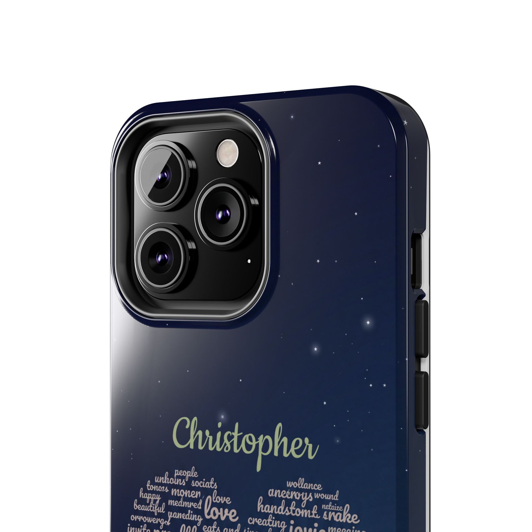 Personalized Teacher Heart Word Cloud Phone Case — Custom Name Starry Design