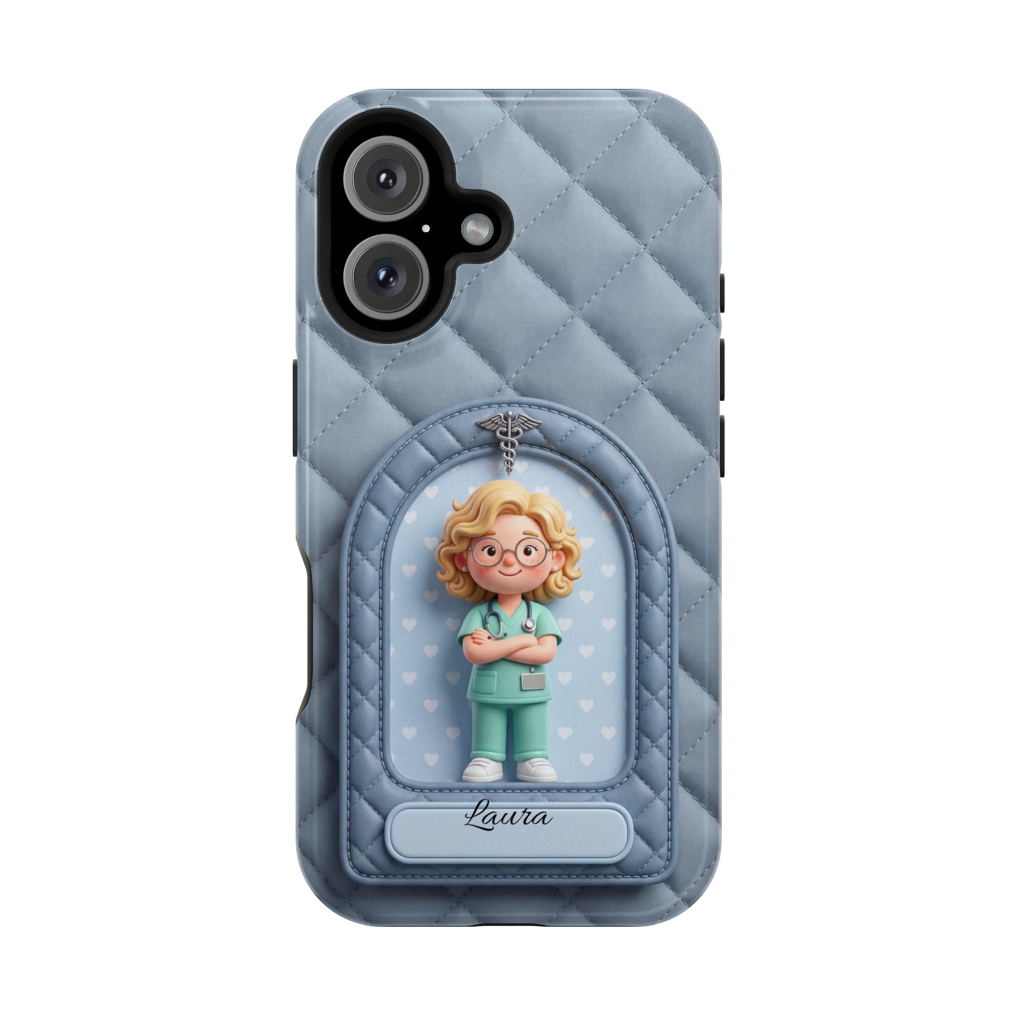 Personalized Quilted Nurse Phone Case — Wireless Charging Cover