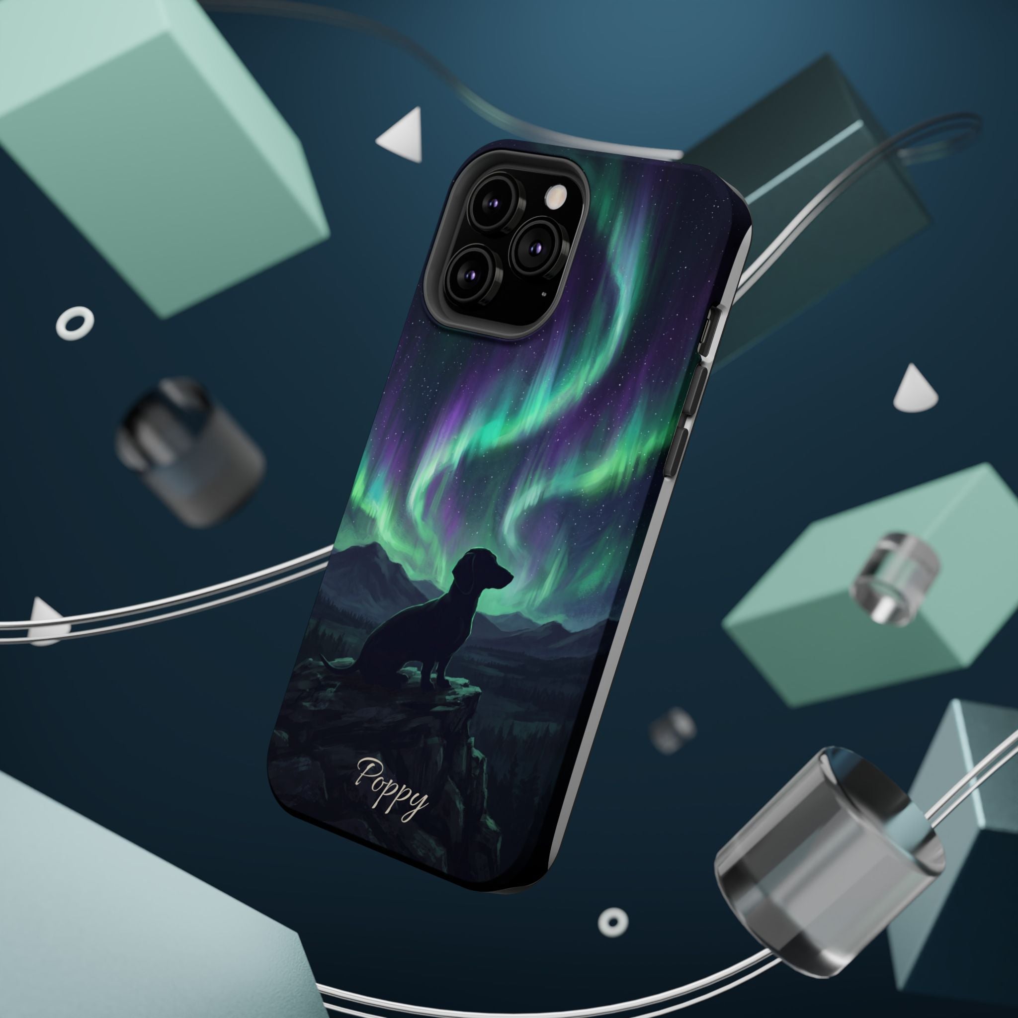 Personalized Dachshund Northern Lights Phone Case — Wireless Charging Cover