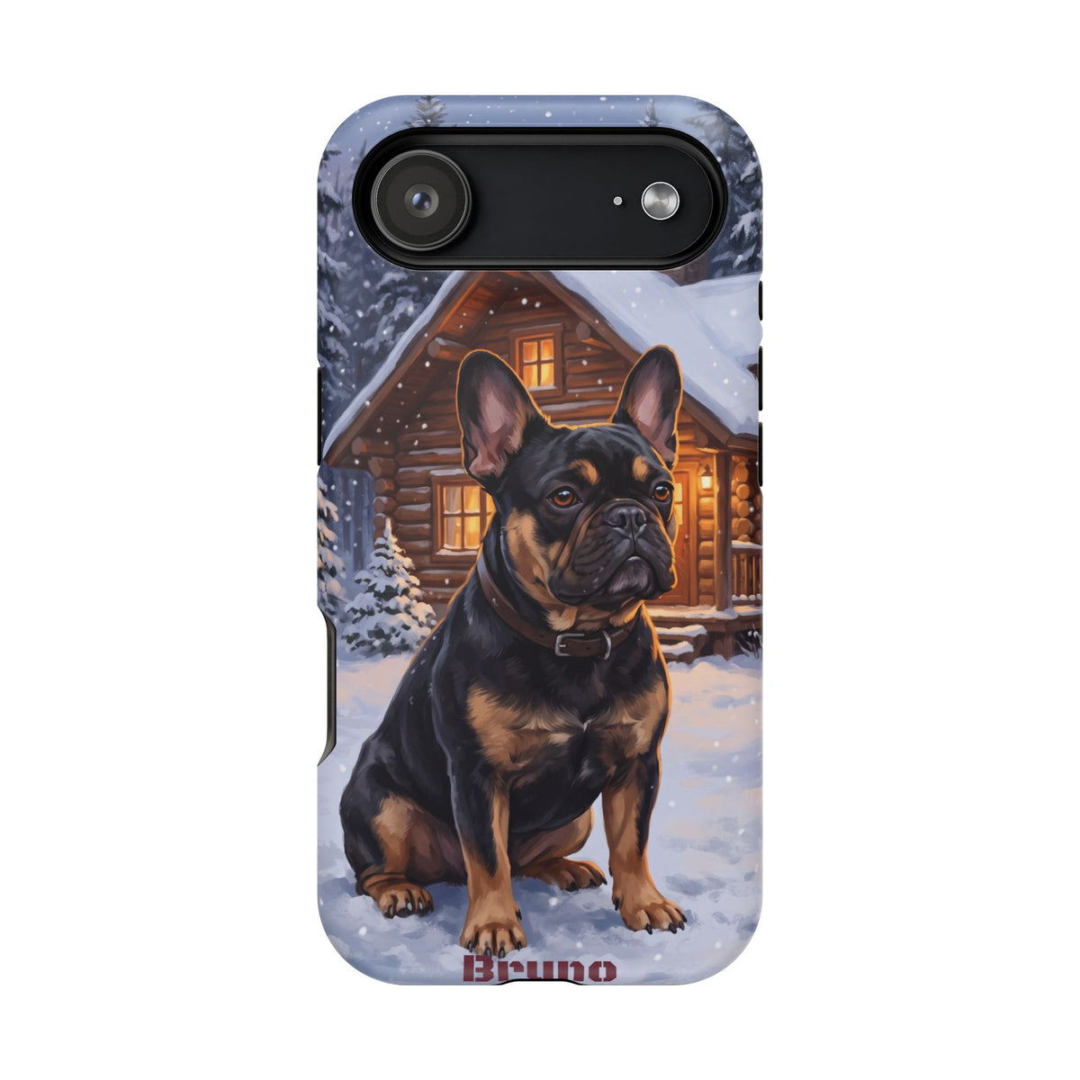 Personalized French Bulldog Cozy Cabin Phone Case — Wireless Charging Cover
