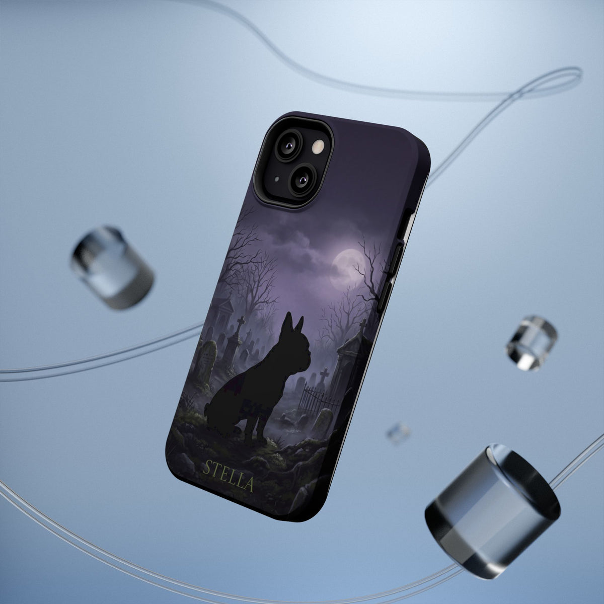 Personalized French Bulldog Moonlit Graveyard Phone Case — Wireless Charging Cover