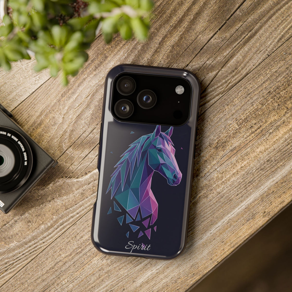 Personalized Geometric Horse Phone Case — Tough Magnetic Case with Wireless Charging