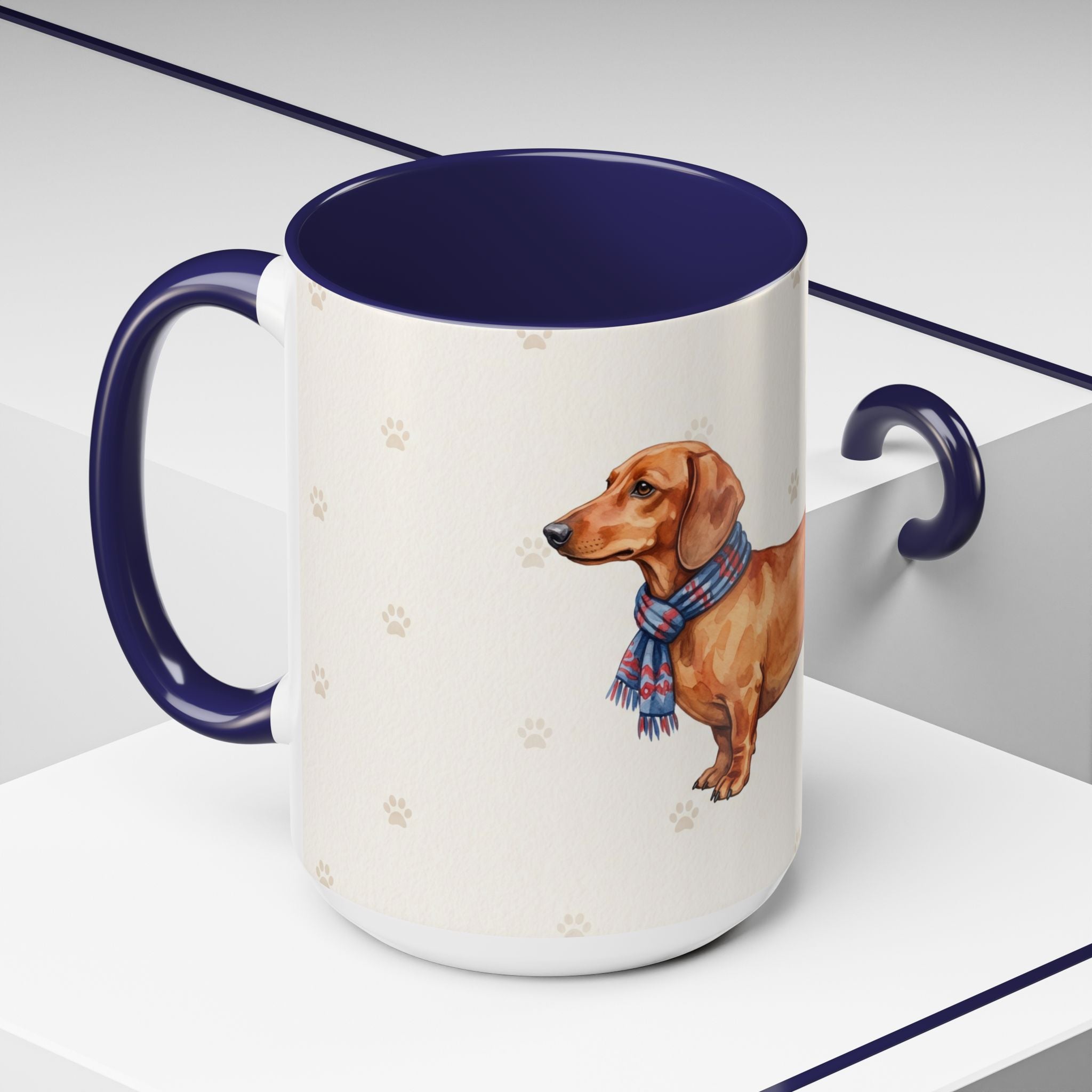 Dachshund Lover Mug – Wiener Dog with Scarf, Cute Watercolor Dachshund Gift Mug