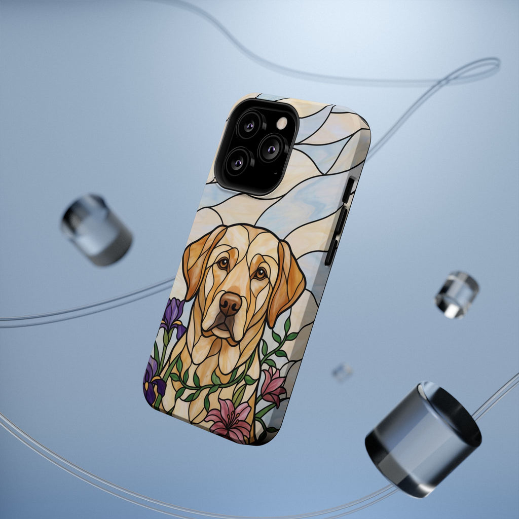 Floral Stained Glass Labrador Phone Case — Tough Magnetic Case with Wireless Charging