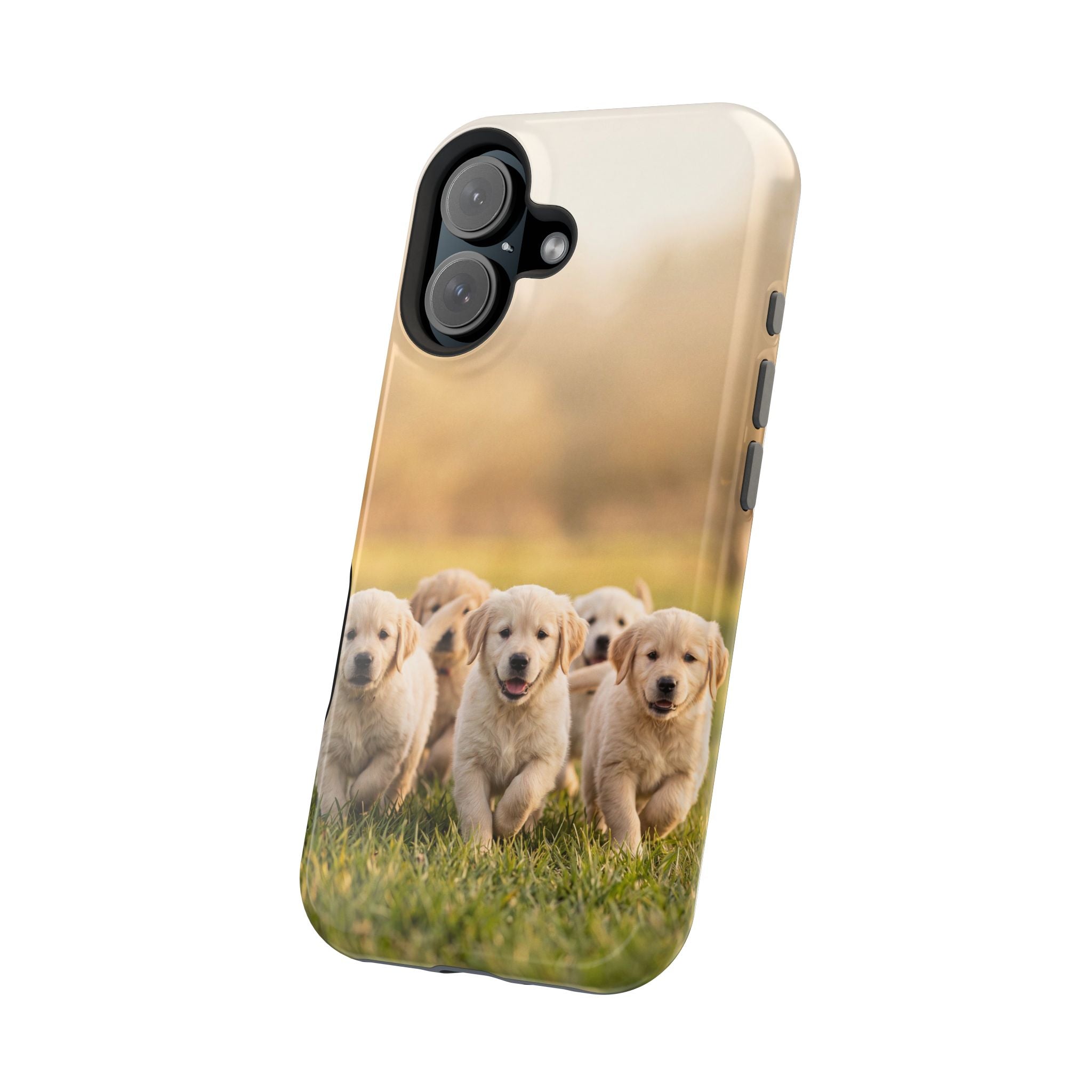 Golden Retriever Puppies Phone Case — Impact-Resistant Wireless Charging Cover