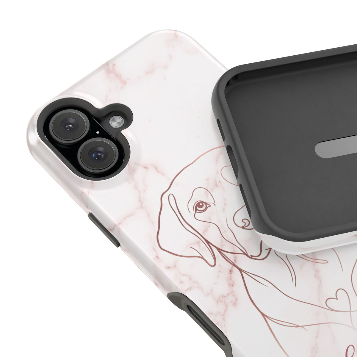 Personalized Rose Gold Marble Labrador Phone Case — Tough Magnetic Case with Wireless Charging