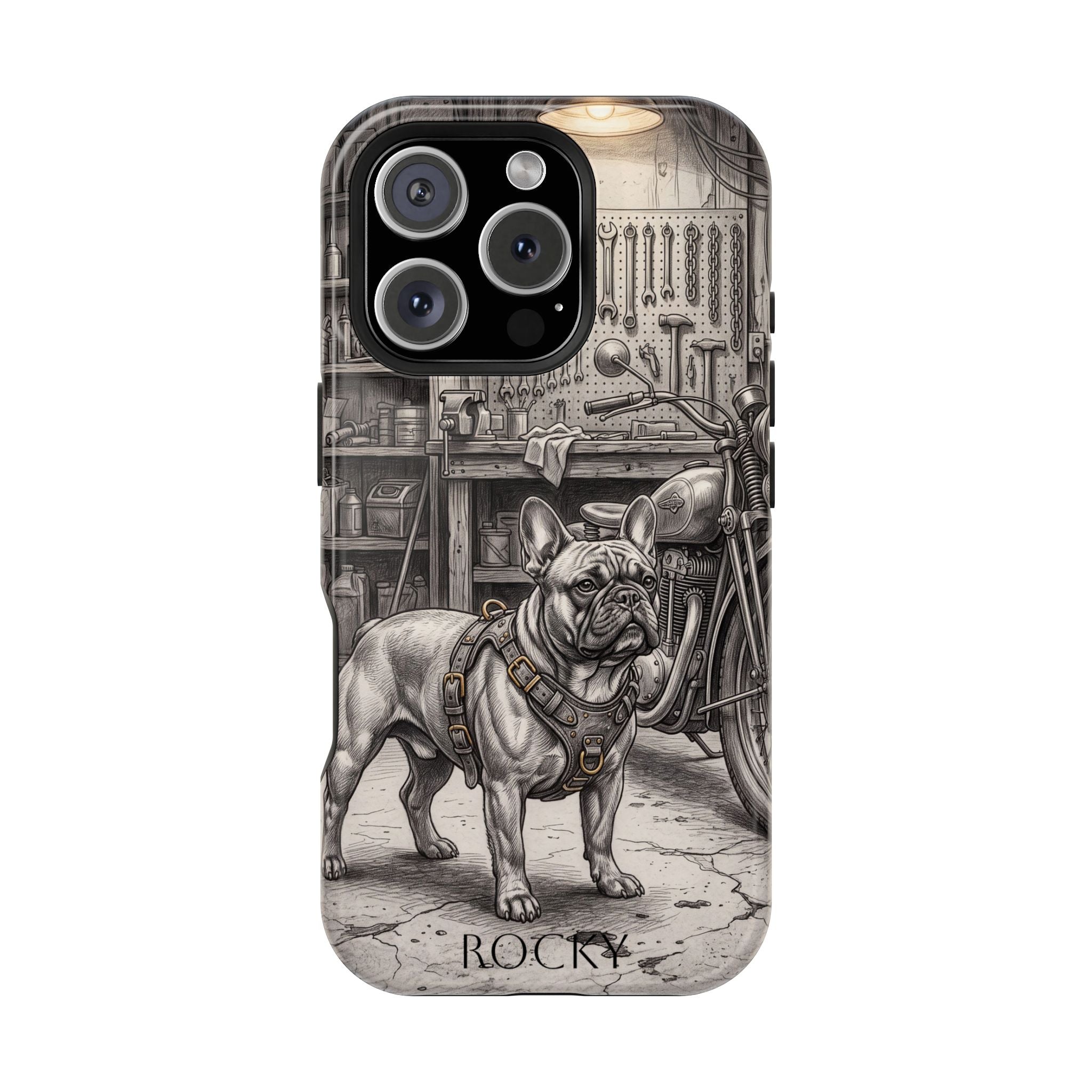 Personalized French Bulldog Vintage Street Phone Case — Wireless Charging Cover