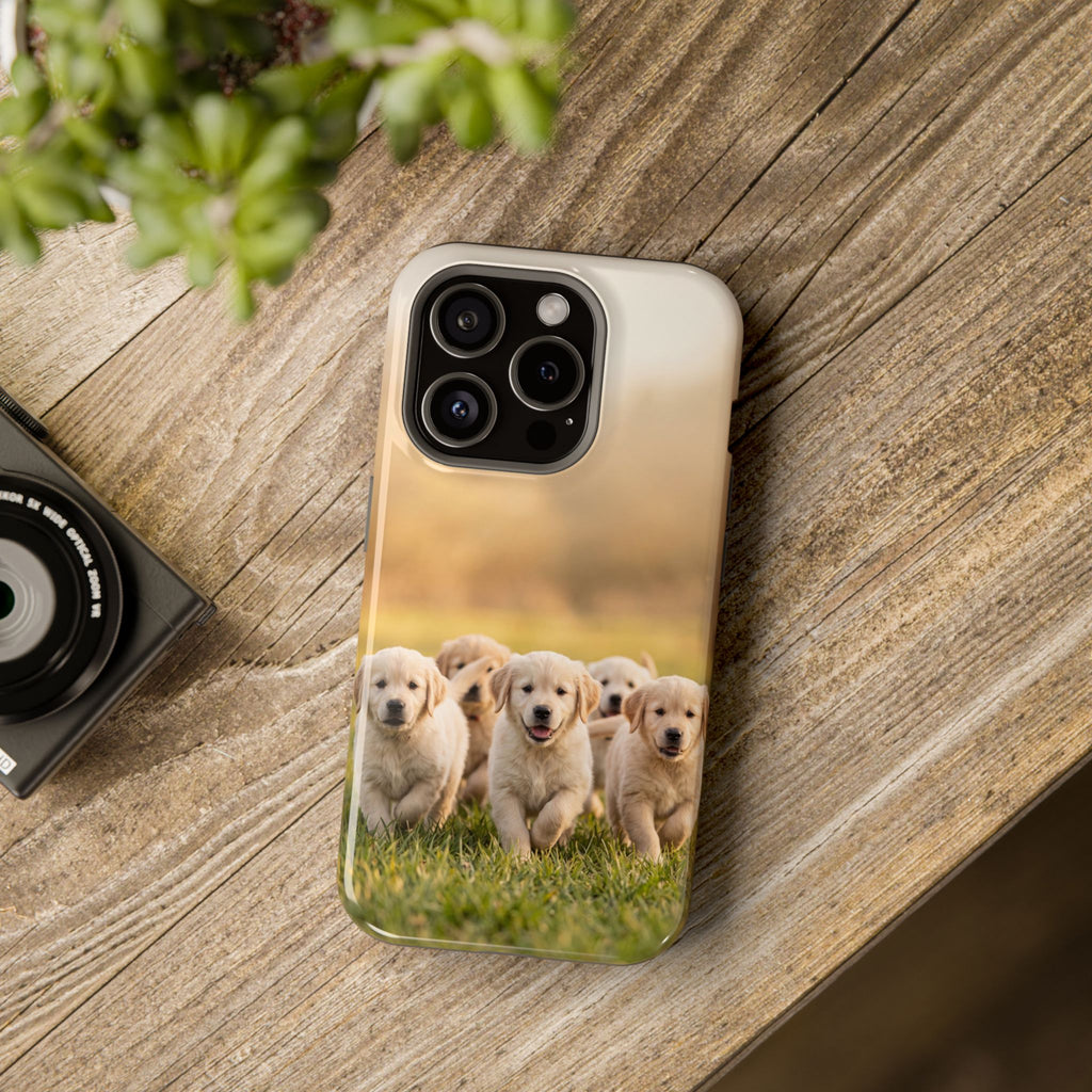 Golden Retriever Puppies Phone Case — Impact-Resistant Wireless Charging Cover