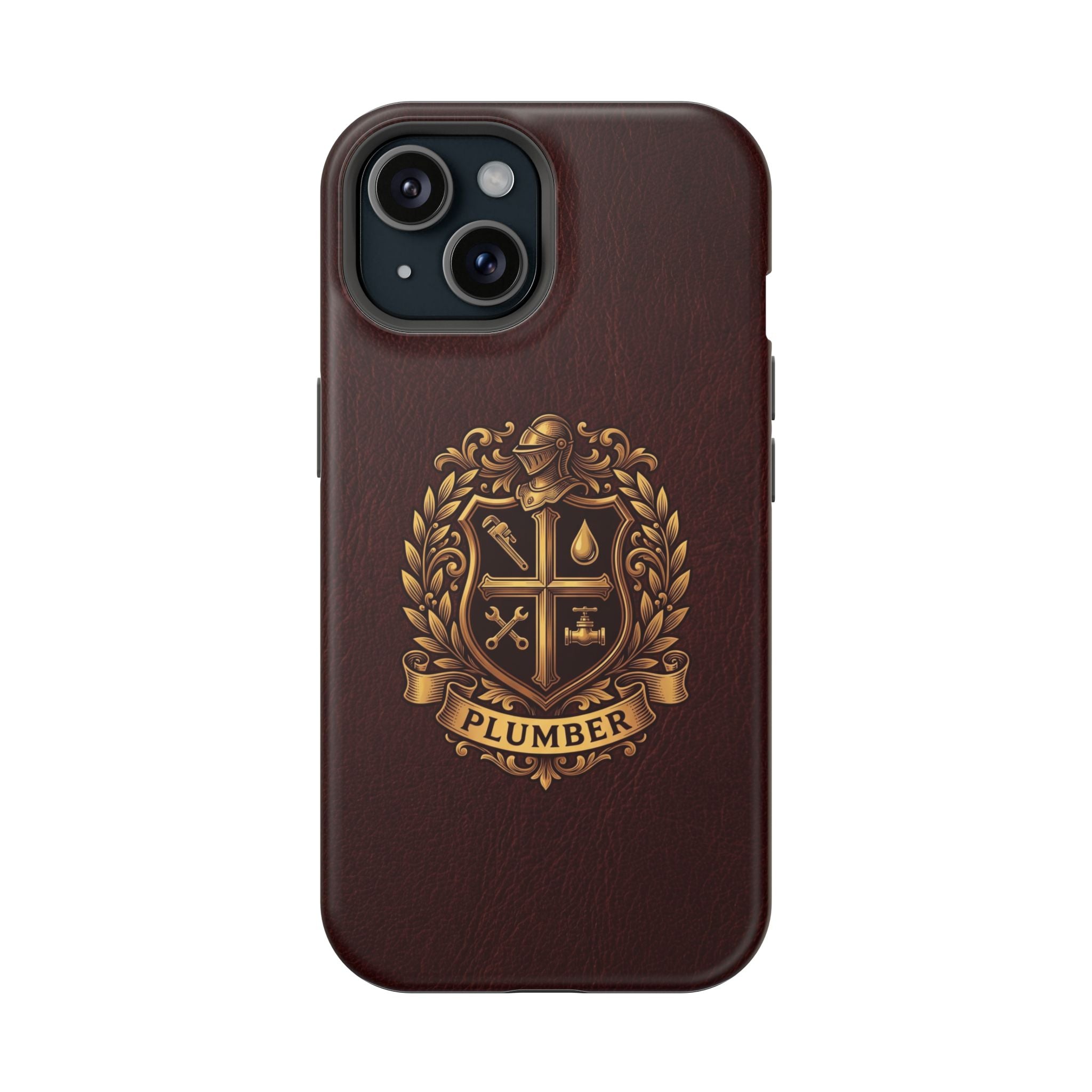 Plumber Crest Phone Case — Heraldic Shield Design Wireless Charging Cover