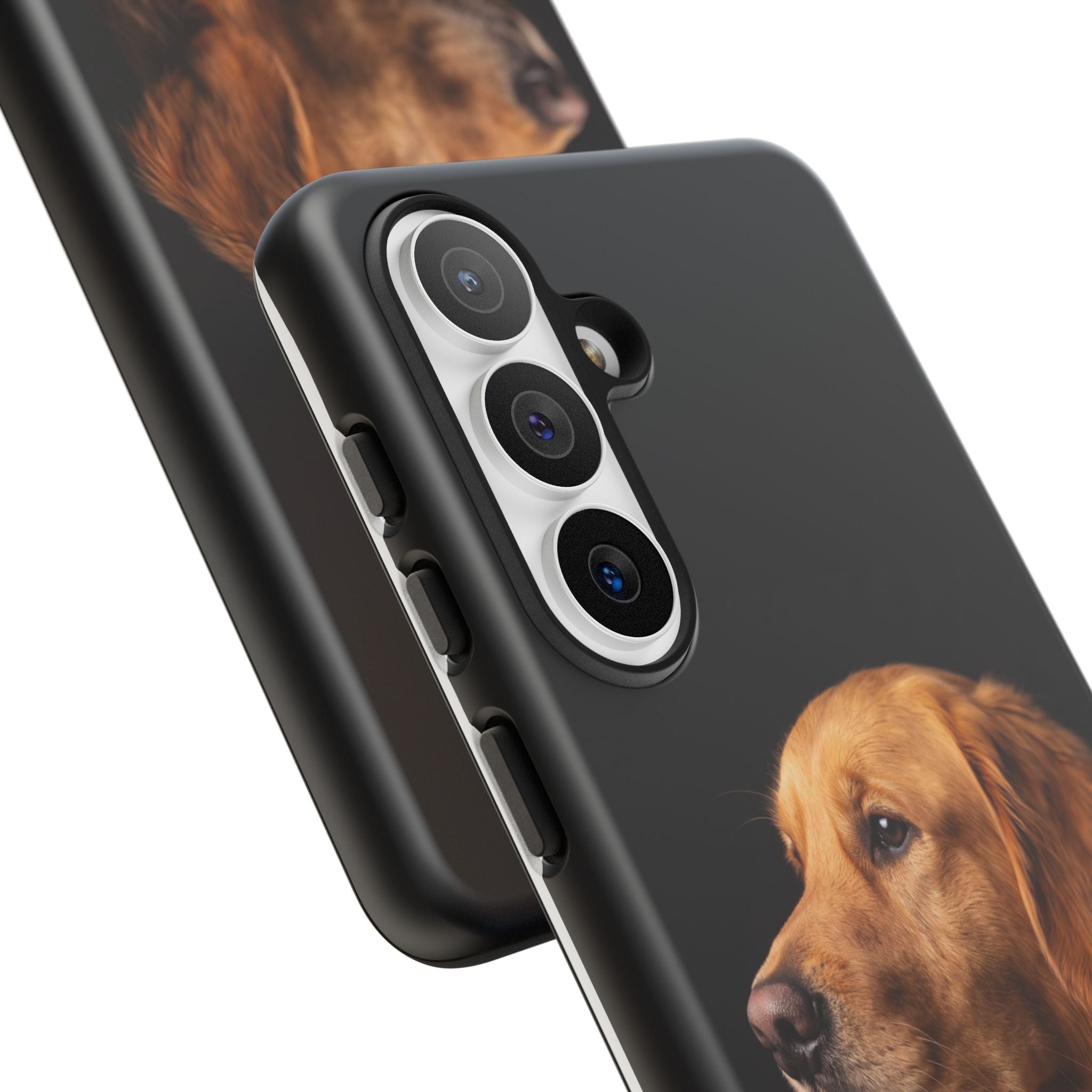 Golden Retriever Portrait Phone Case | Realistic Dog Photo on Black Background | iPhone & Samsung