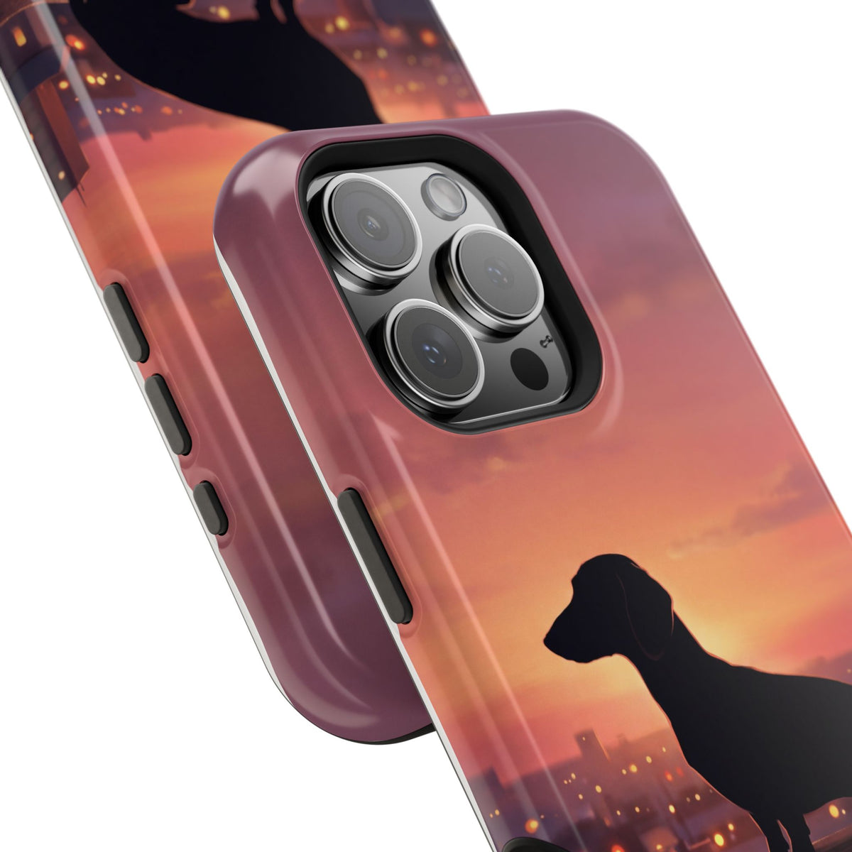Personalized Dachshund Rooftop Sunset Phone Case — Wireless Charging Cover