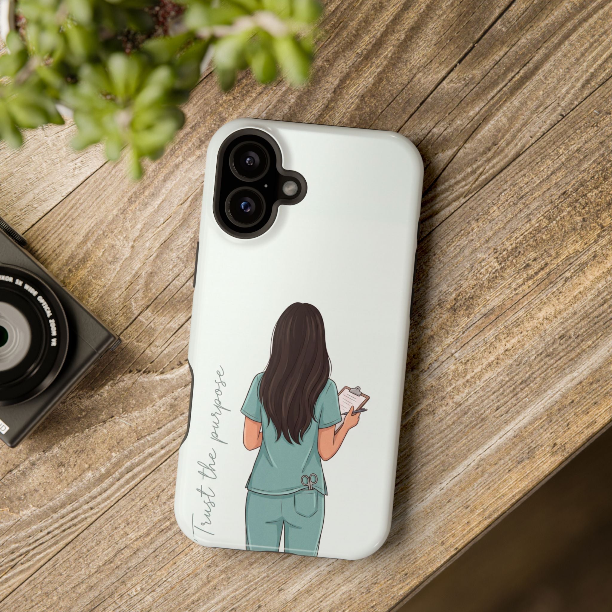 Nurse Illustration Phone Case — Impact-Resistant Wireless Charging Cover