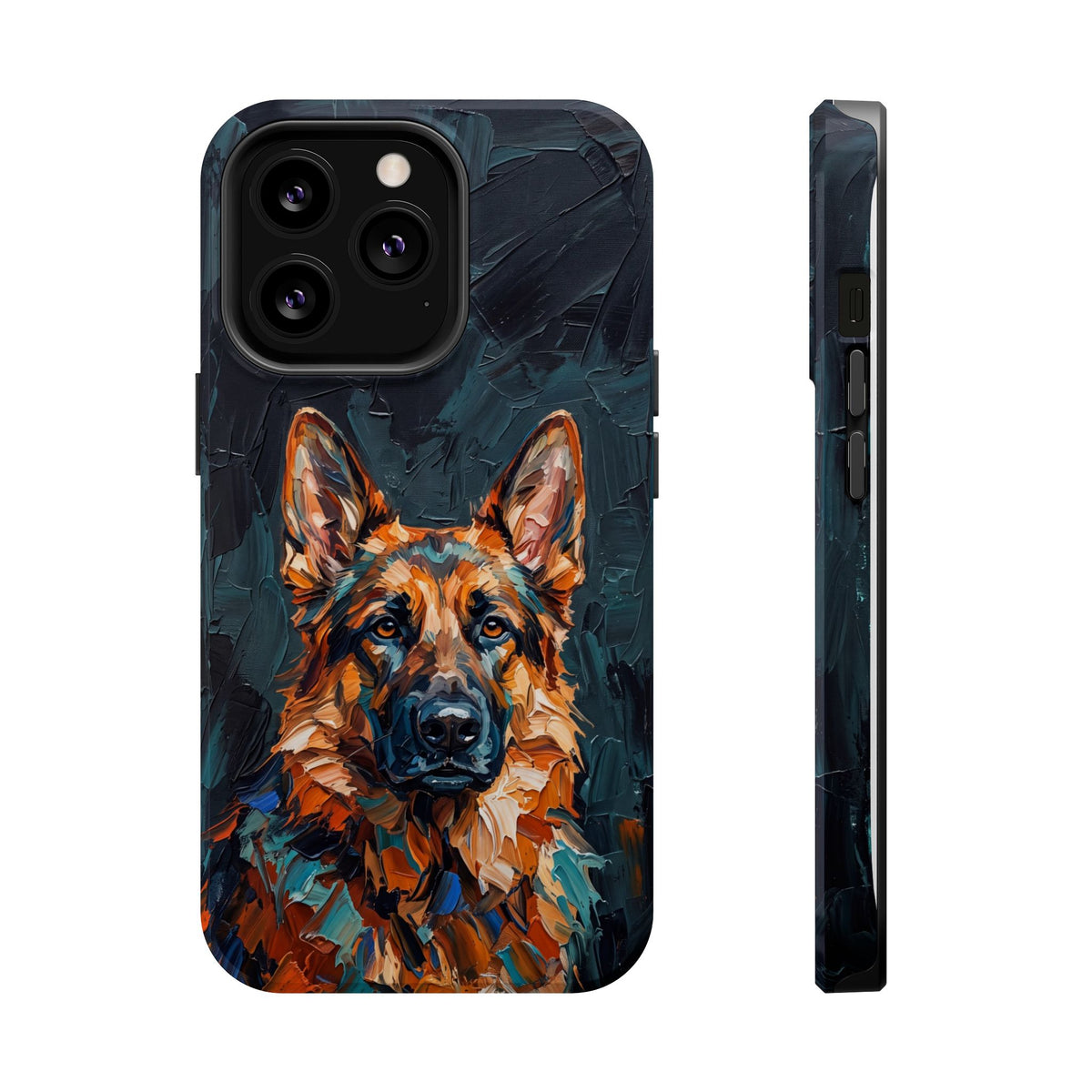 German Shepherd Phone Case | Palette Knife Painting Art — Tough Magnetic Case with Wireless Charging