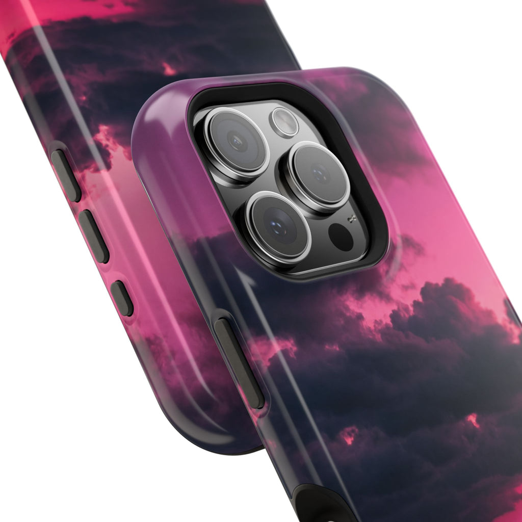 Pink Sky Paw Print Phone Case — Impact-Resistant Wireless Charging Cover