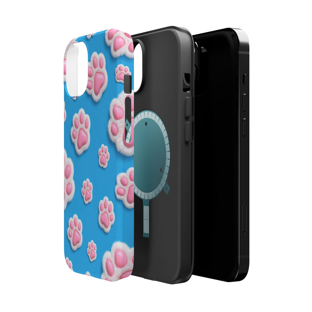 Fluffy Paw Print Phone Case | Cute 3D Pink Paw Pattern Case for Dog & Cat Lovers | iPhone & Samsung
