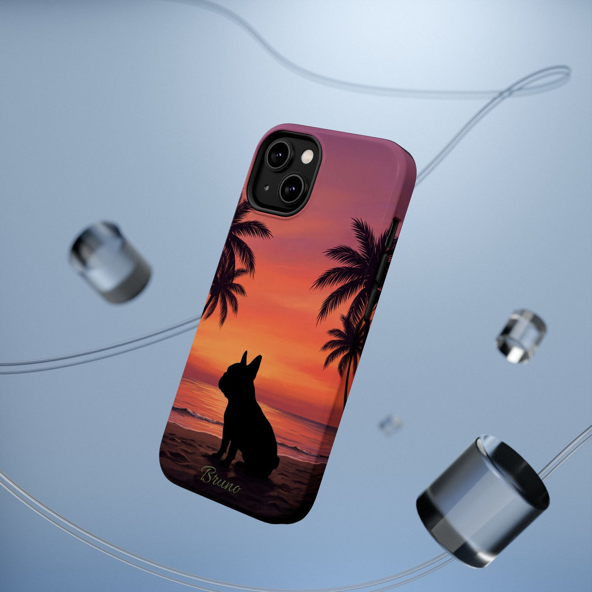 Personalized French Bulldog Tropical Beach Phone Case — Wireless Charging Cover