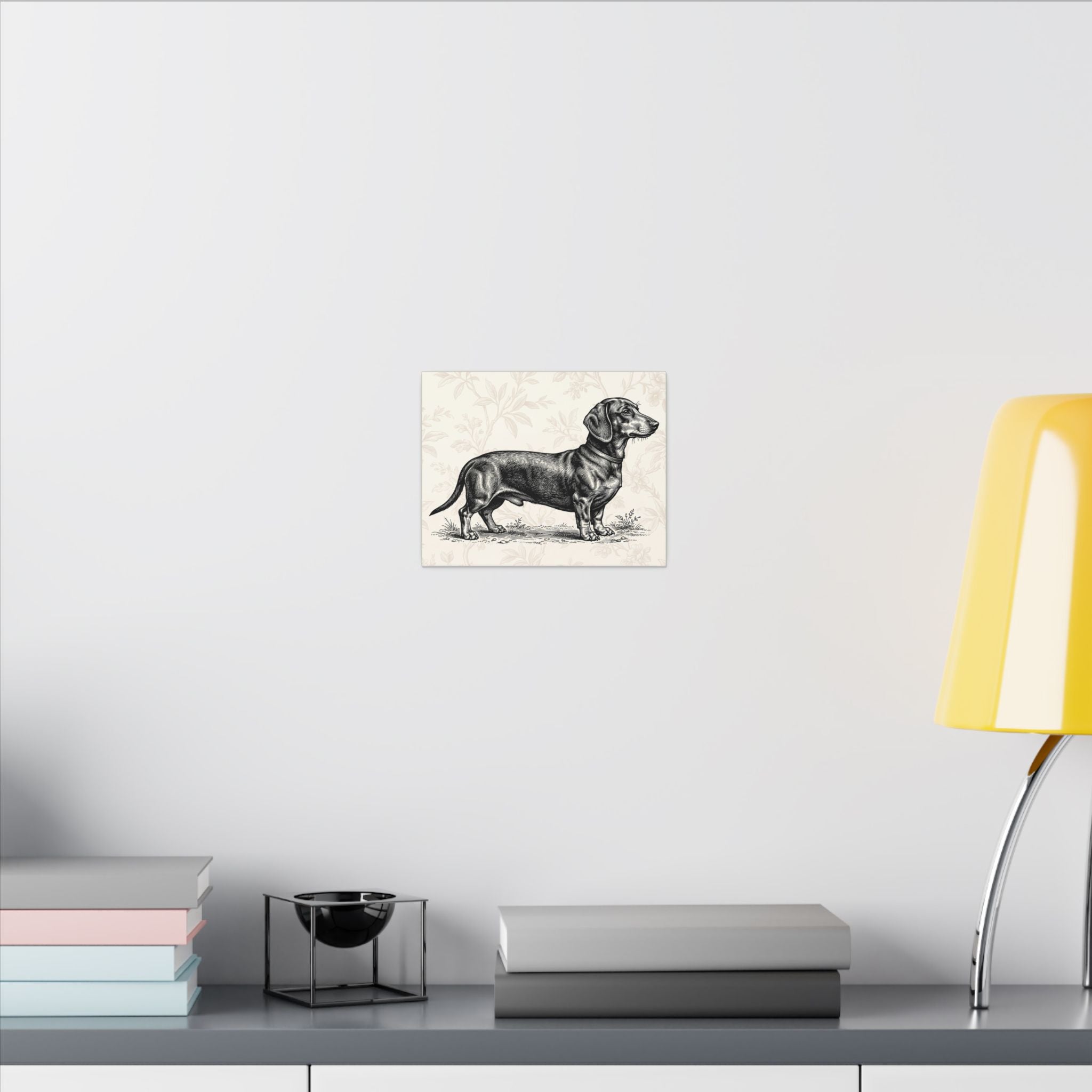 Dachshund Vintage Illustration Matte Canvas Wall Art