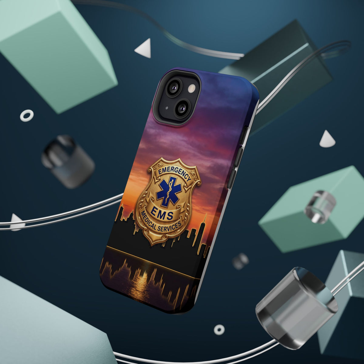 EMS Badge Sunset Skyline Phone Case — Magnetic Wireless Charging Cover