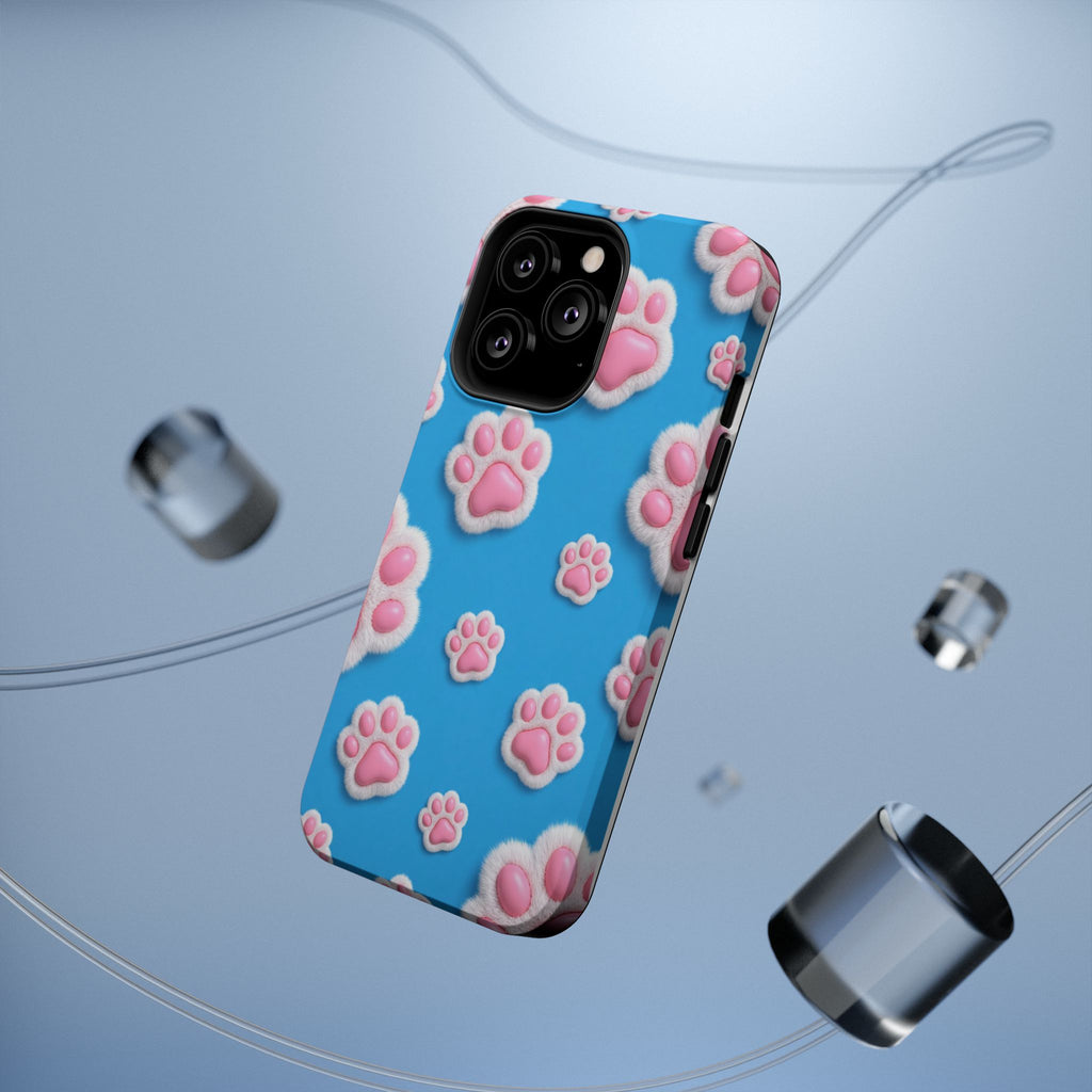 Fluffy Paw Print Phone Case | Cute 3D Pink Paw Pattern Case for Dog & Cat Lovers | iPhone & Samsung