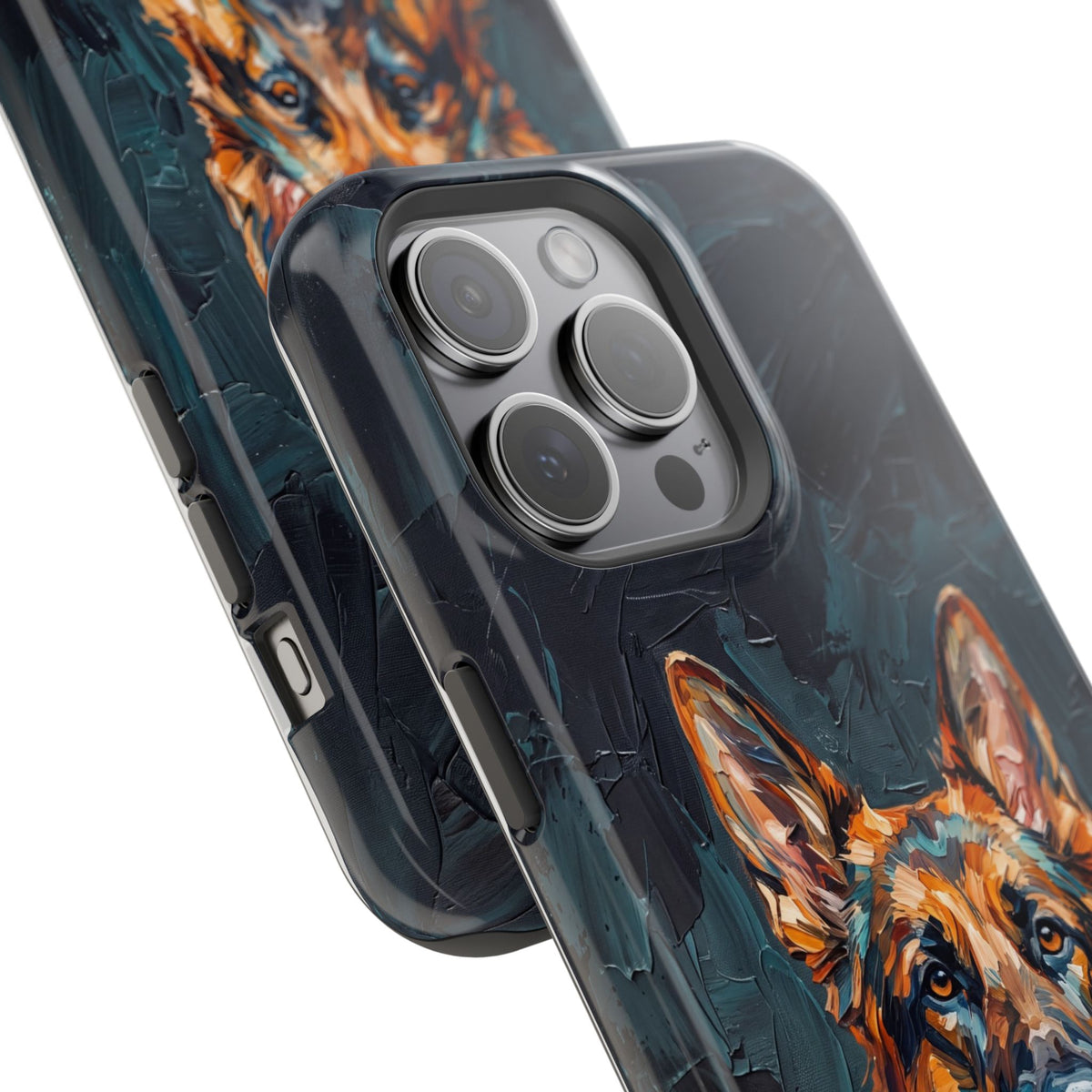 German Shepherd Phone Case | Palette Knife Painting Art — Tough Magnetic Case with Wireless Charging