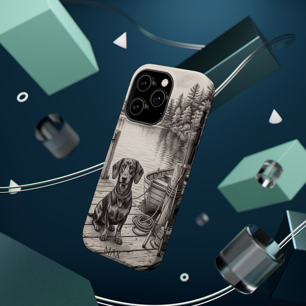 Personalized Dachshund Sunset Beach Phone Case — Wireless Charging Cover