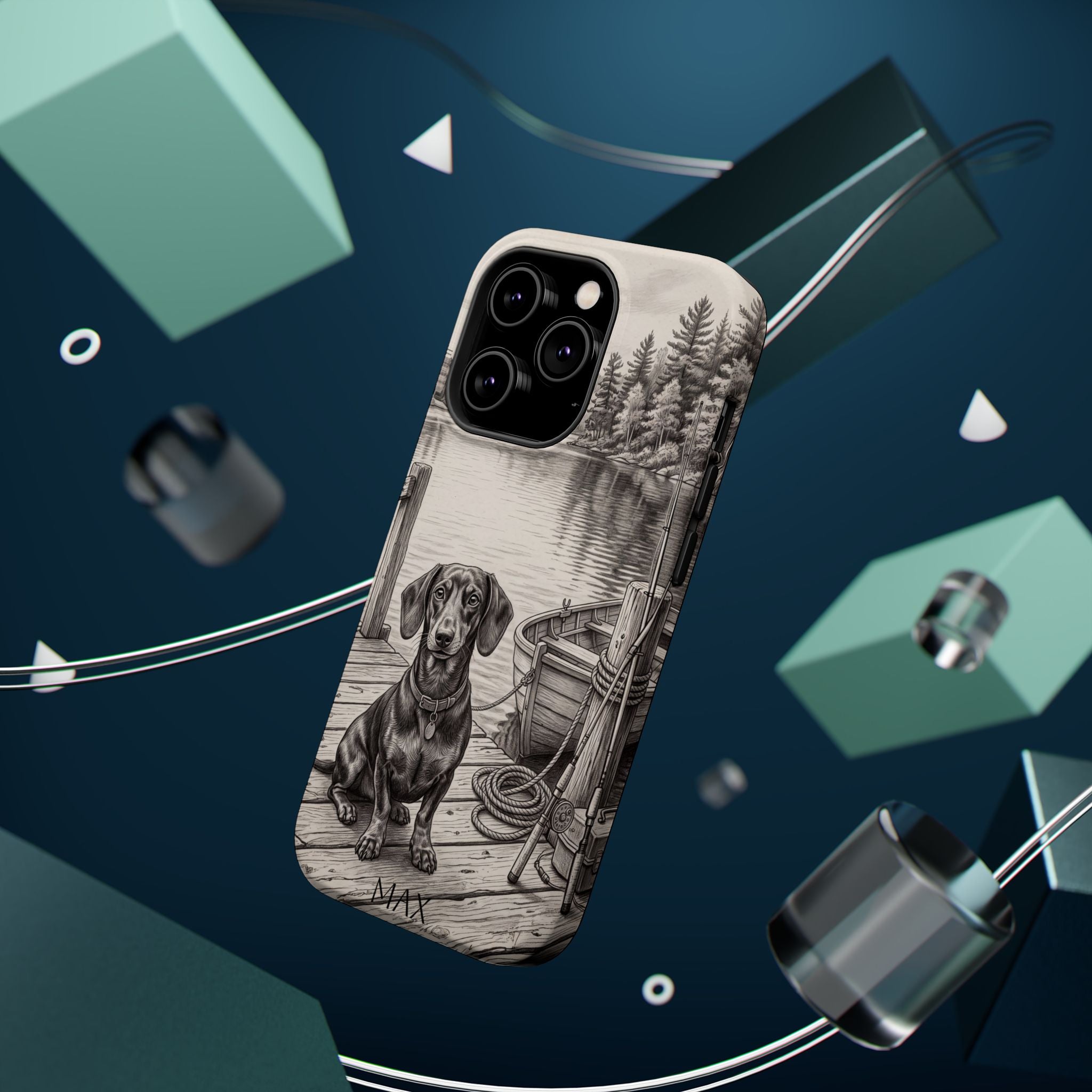 Personalized Dachshund Sunset Beach Phone Case — Wireless Charging Cover