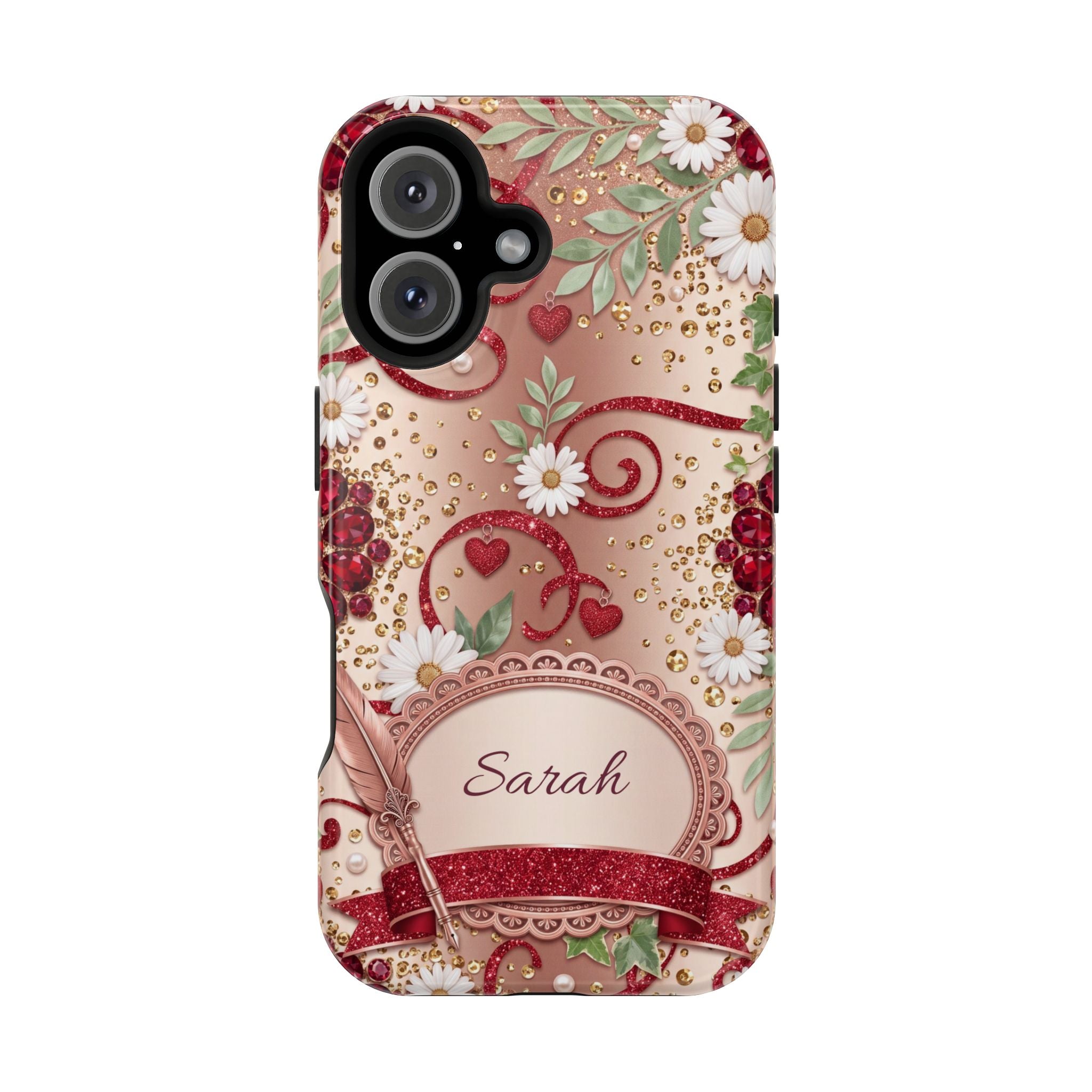 Personalized Vintage Floral Teacher Phone Case — Wireless Charging Cover