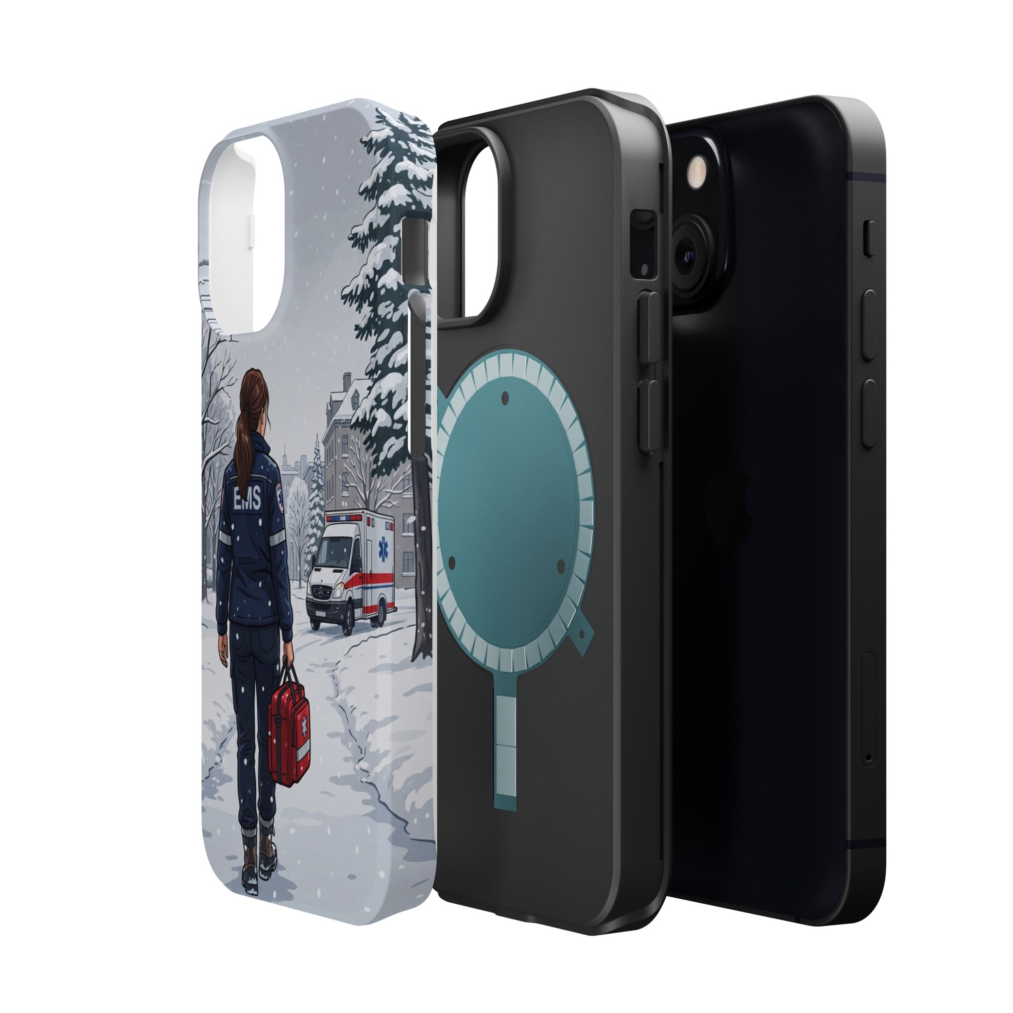 Paramedic/EMT Winter Phone Case — Magnetic Wireless Charging Cover
