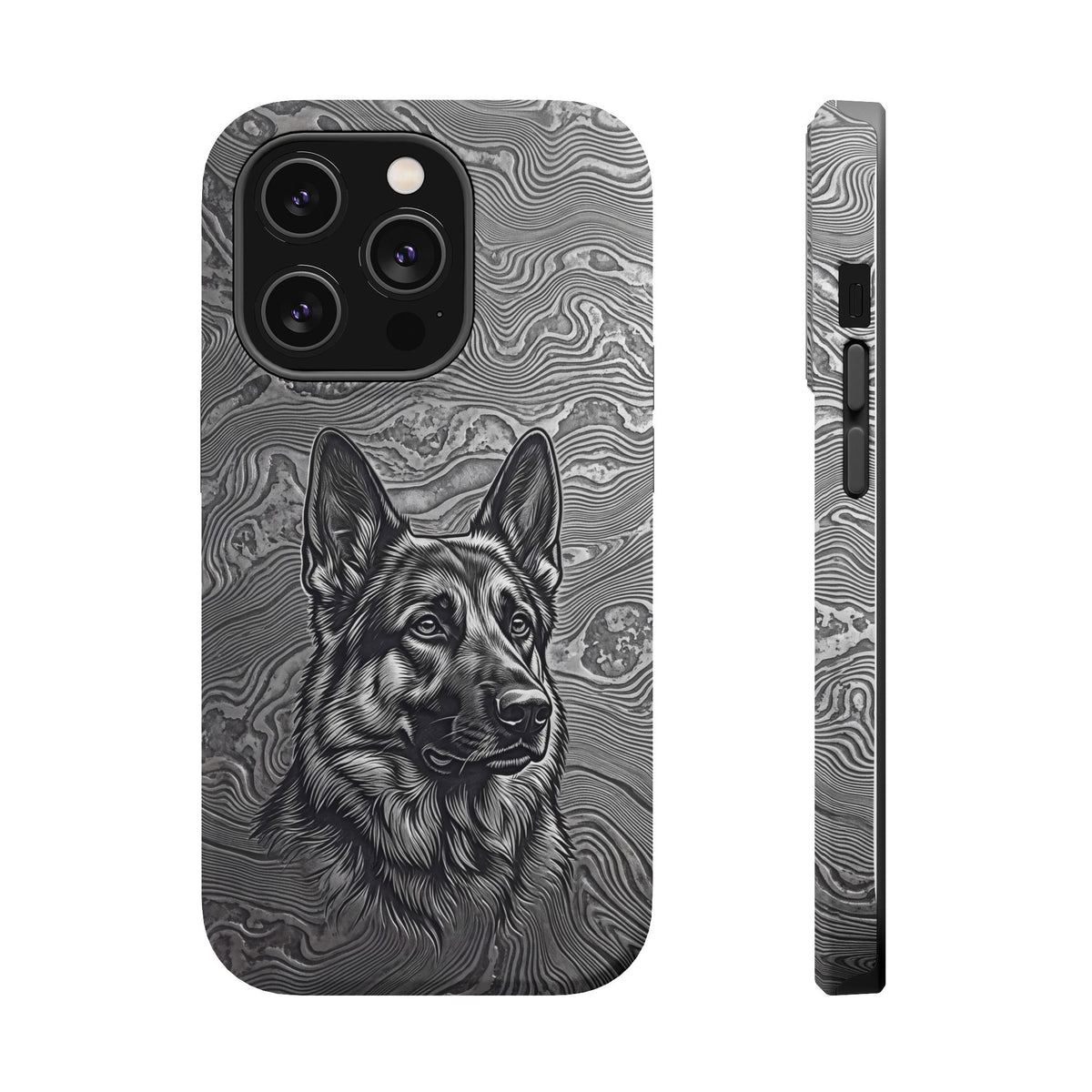 German Shepherd Phone Case | Damascus Art — Tough Magnetic Case with Wireless Charging